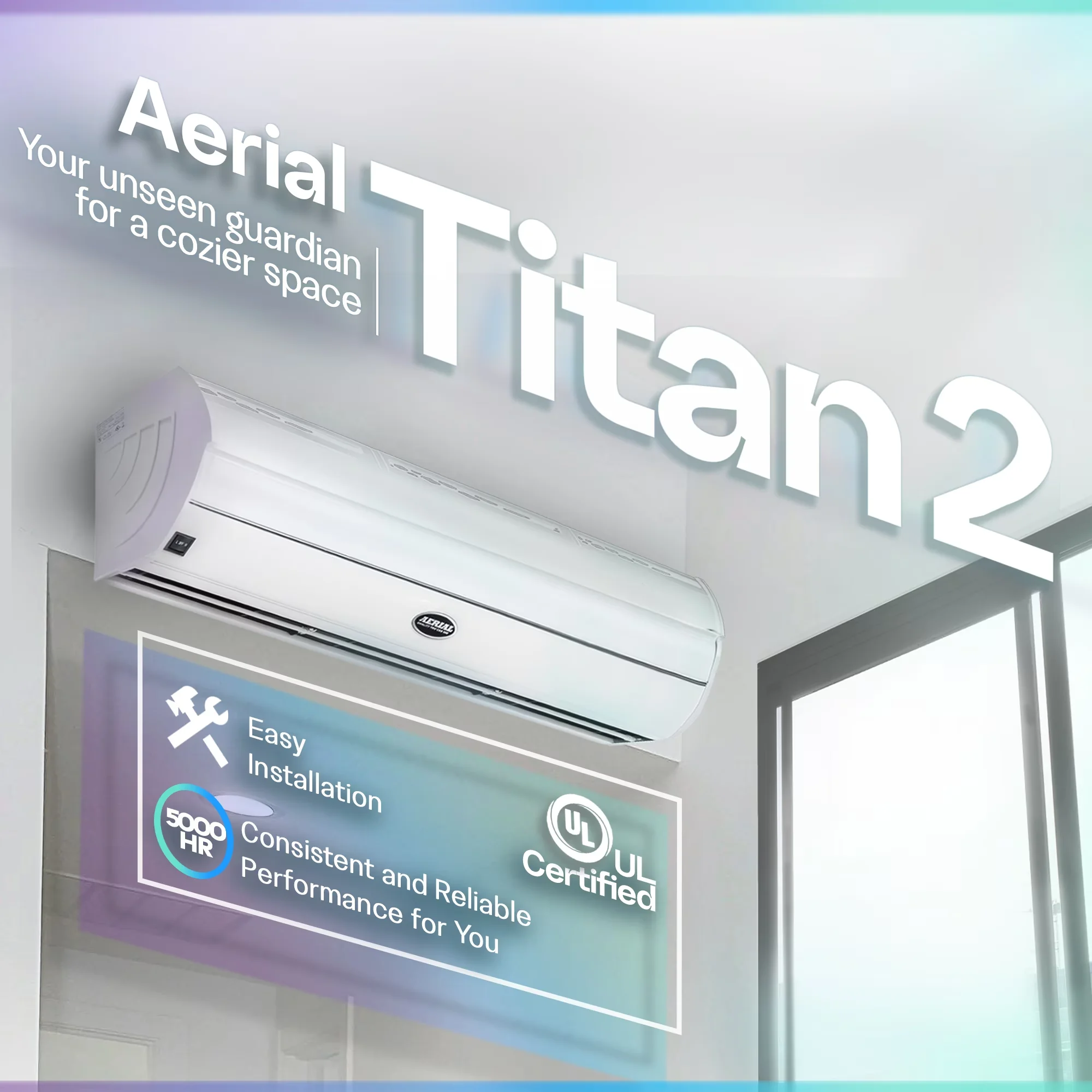 Essential Air Conditioner with White 40 Inch Door, Door Magnetic Switch by Aerial Titan-2 - White Model DFB05A