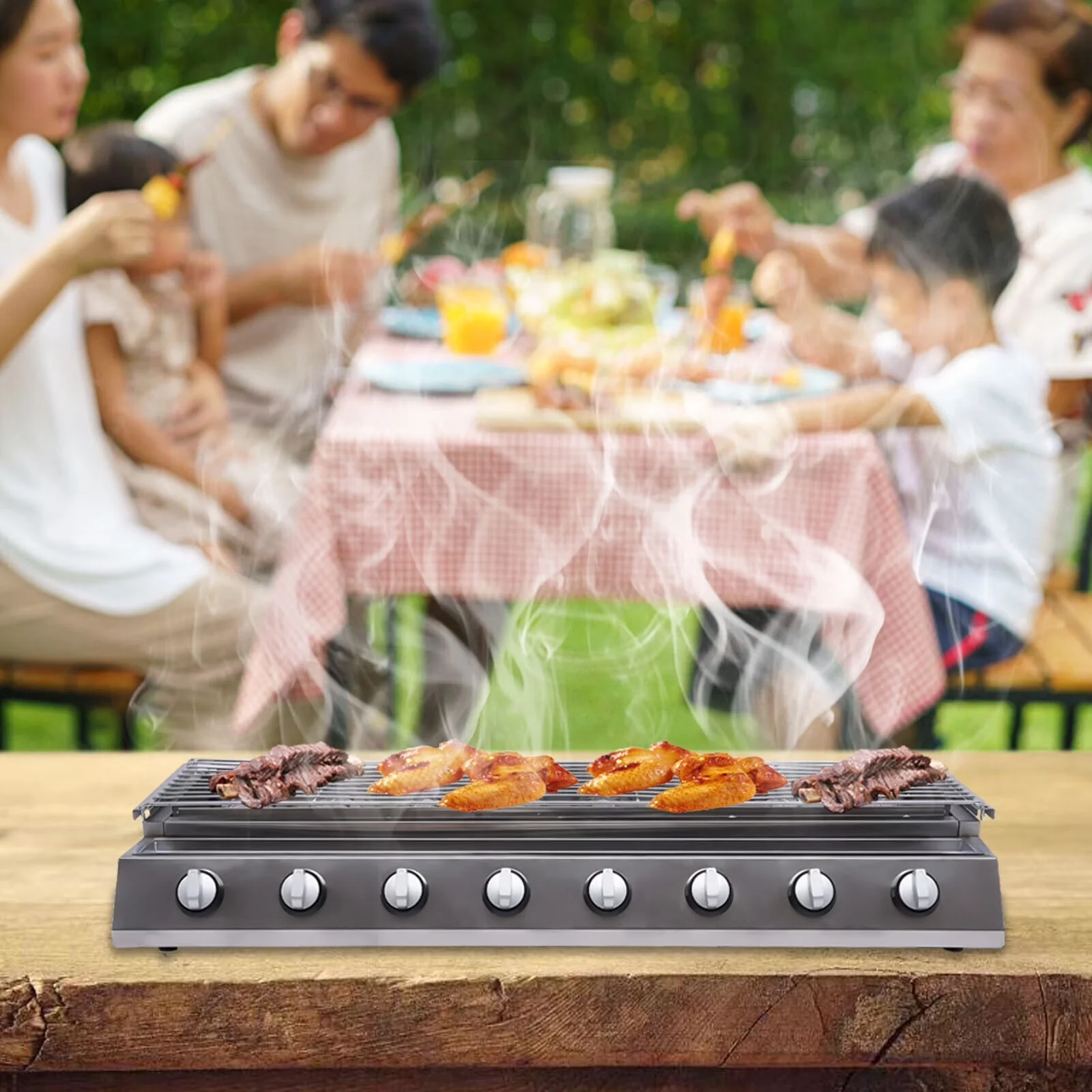 Gas Grill Durable with Portable - Silver 201 Stainless Steel Burner - Commercial Quality Model CF9FE9