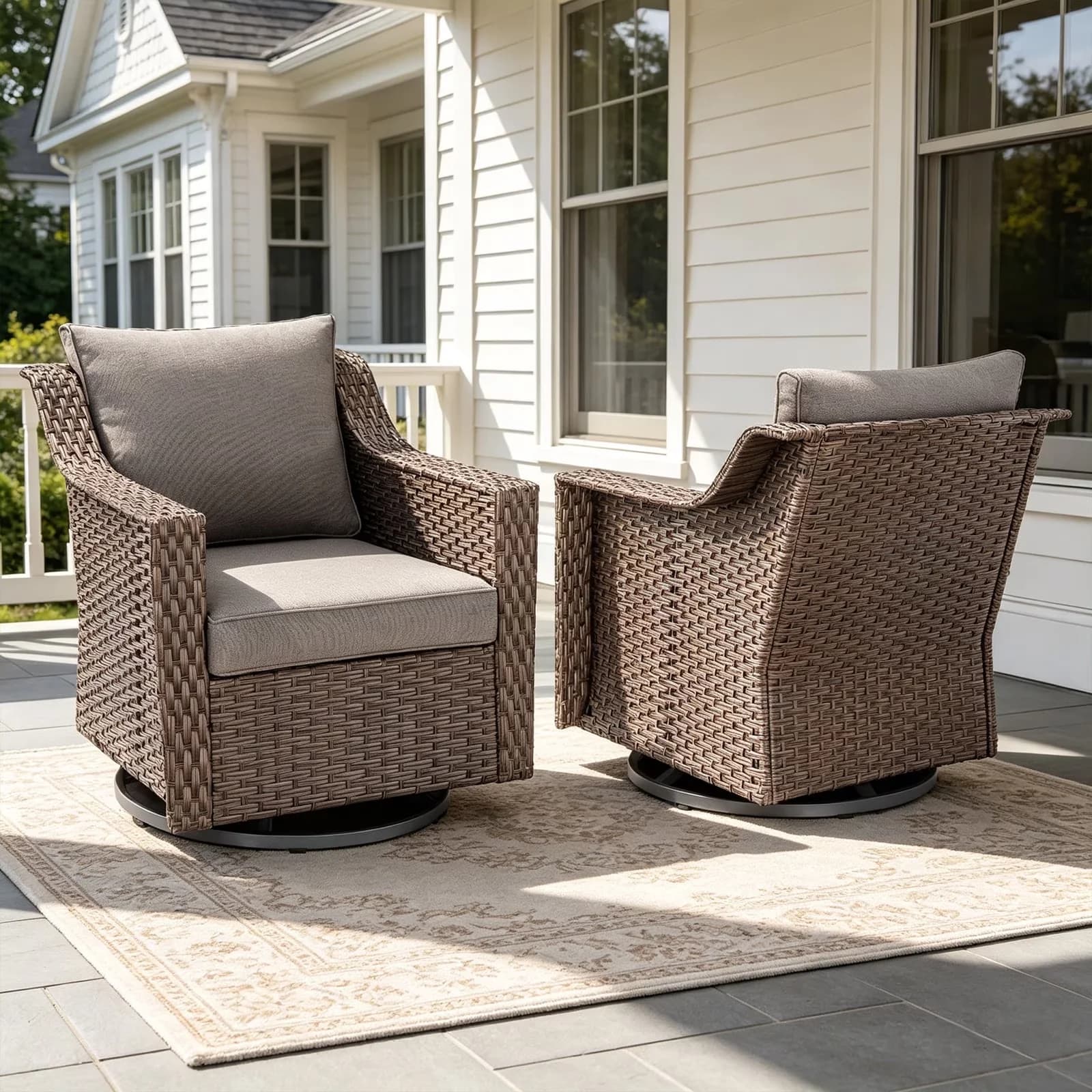 Quality Patio Conversation Set with Water-Resistant, Modern - Powder Coated Steel, Wicker Gray Model 981999