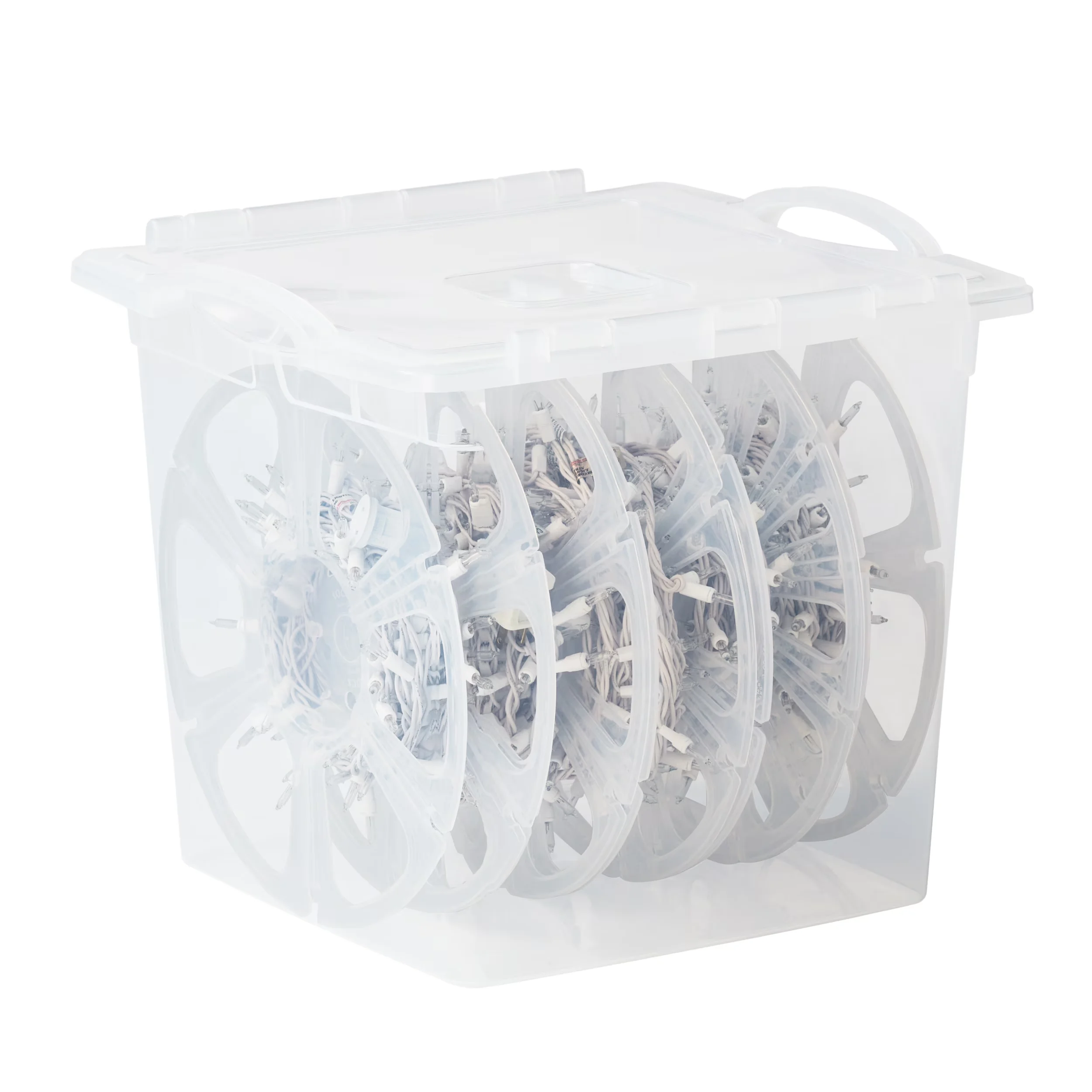 Reliable Garage Storage Supply with Stackable, Features a hinged lid for easy access, Stackable design saves space - Plastic Clear Model 8BF344