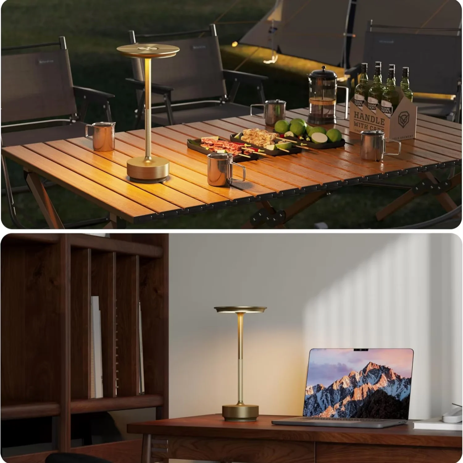 Essential Lamp with LED, Battery, Usb Port - Gold, Black, Silver Aluminum Alloy for Patio, Home Model F436CD