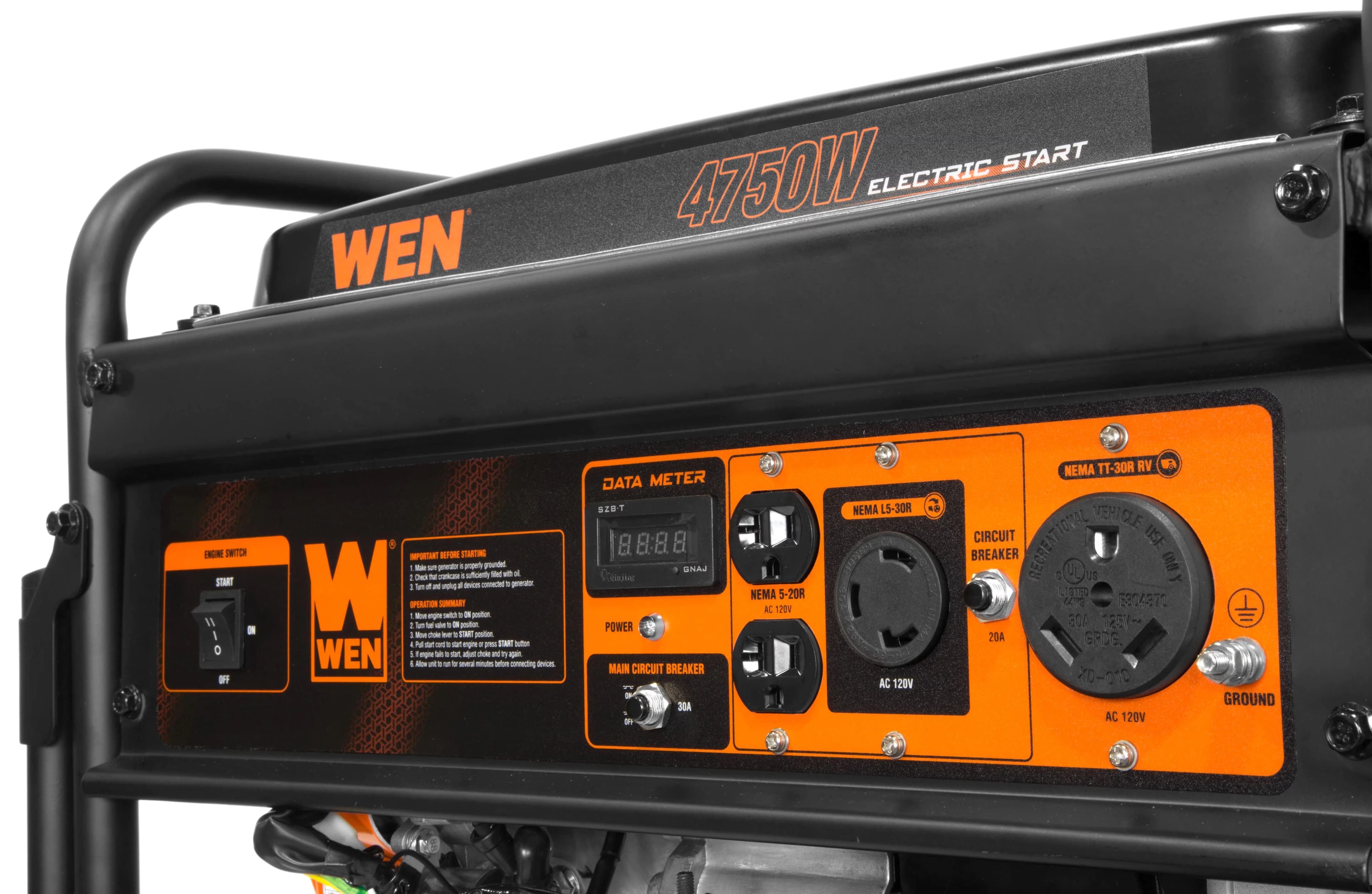 Efficient Generator with 4750W, Low Oil Shutdown, 4750W Electric Start (56475) - Model FCE8B9