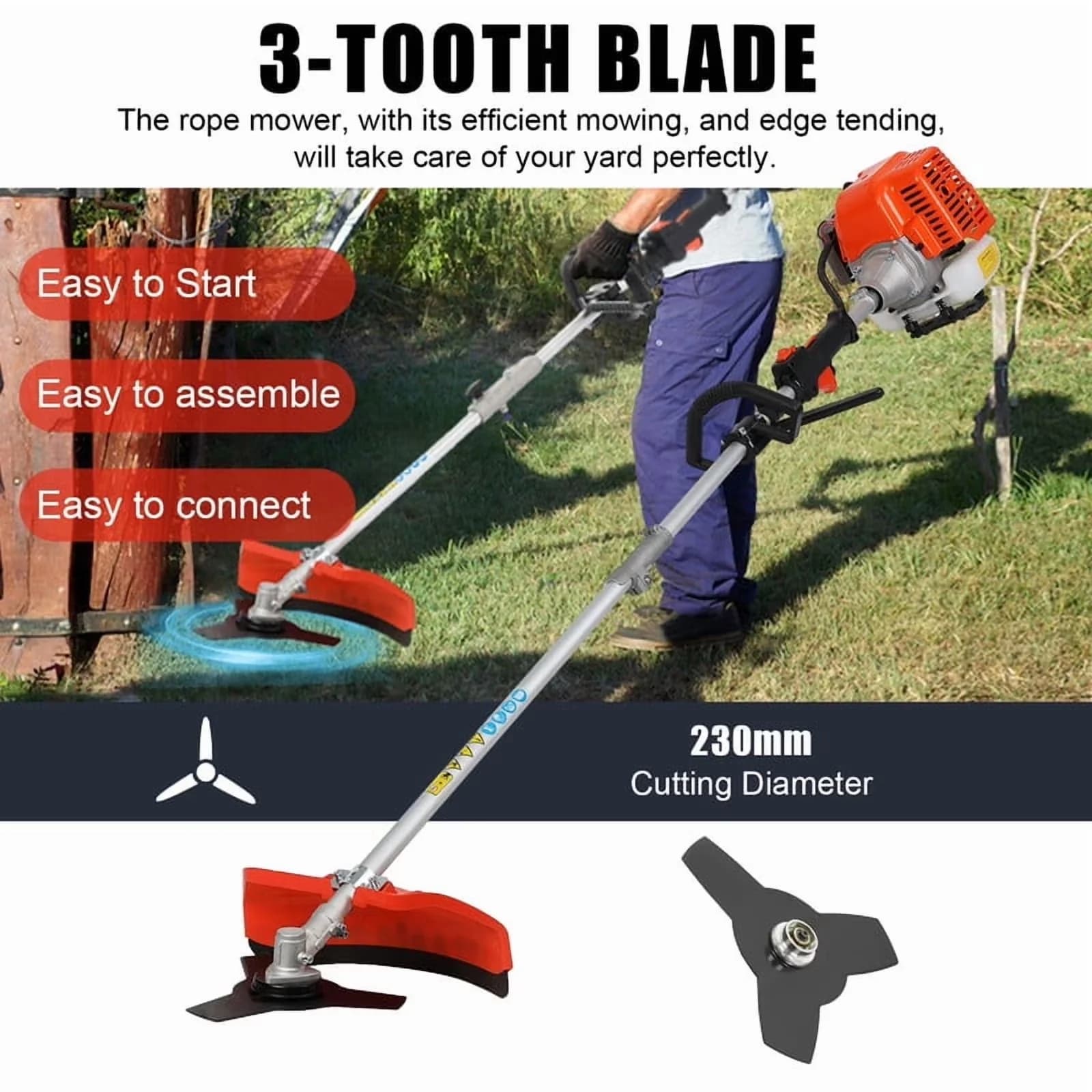 Compact String Trimmer with Attachment Capable, Bevel Adjustment - 5 In 1 Red for Garden Model F47585