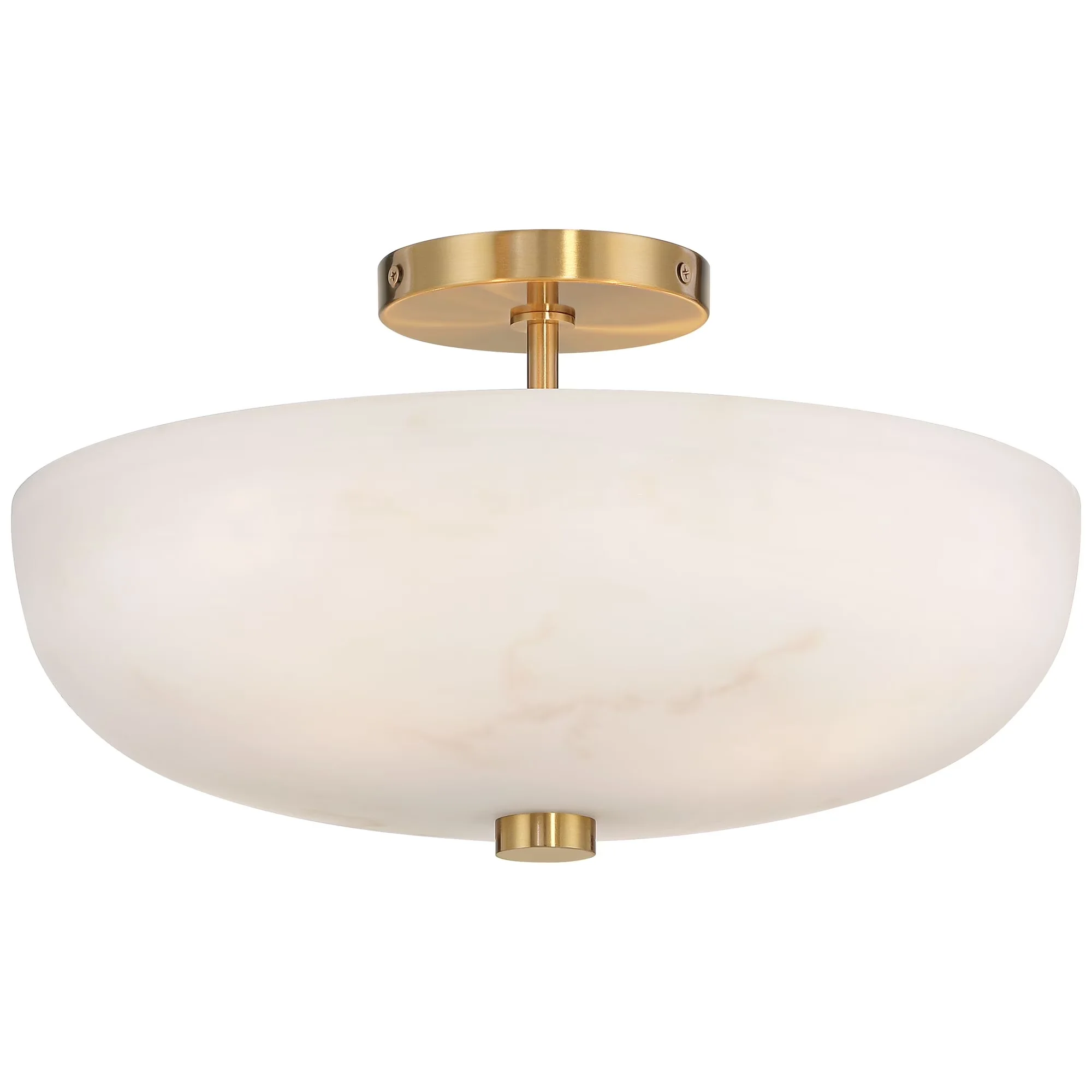 Essential Ceiling Lights Fixture with Incandescent, Modern, Warm gold finish frame and canopy. - Gold Alabaster Model 49B8BD