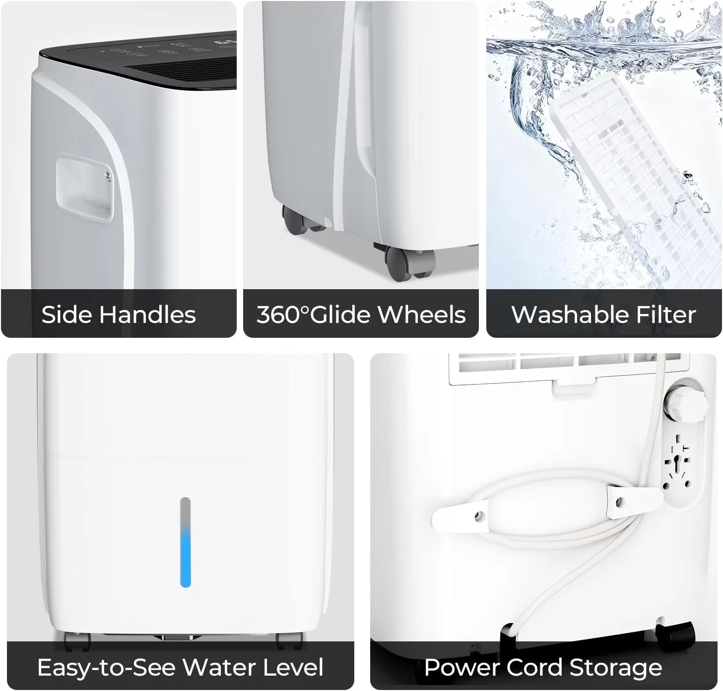 Stylish Dehumidifier with Automatic Defrost Control, Adjustable Humidistat for Home - Model 30B24D