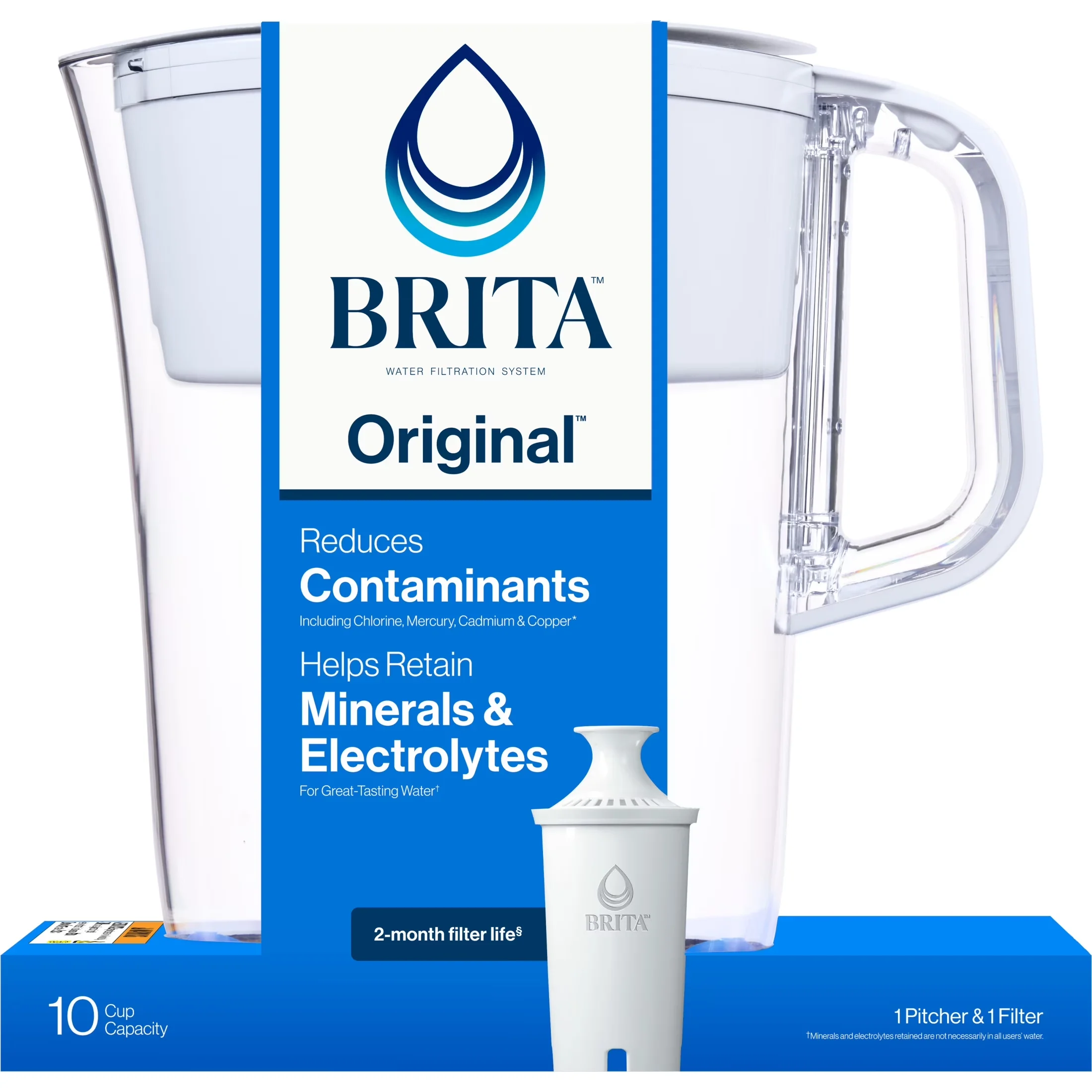 Efficient Water Filtration with Automatic Shut Off, White Plastic Pitcher, Standard 10-Cup - White Plastic Model 14CB2A