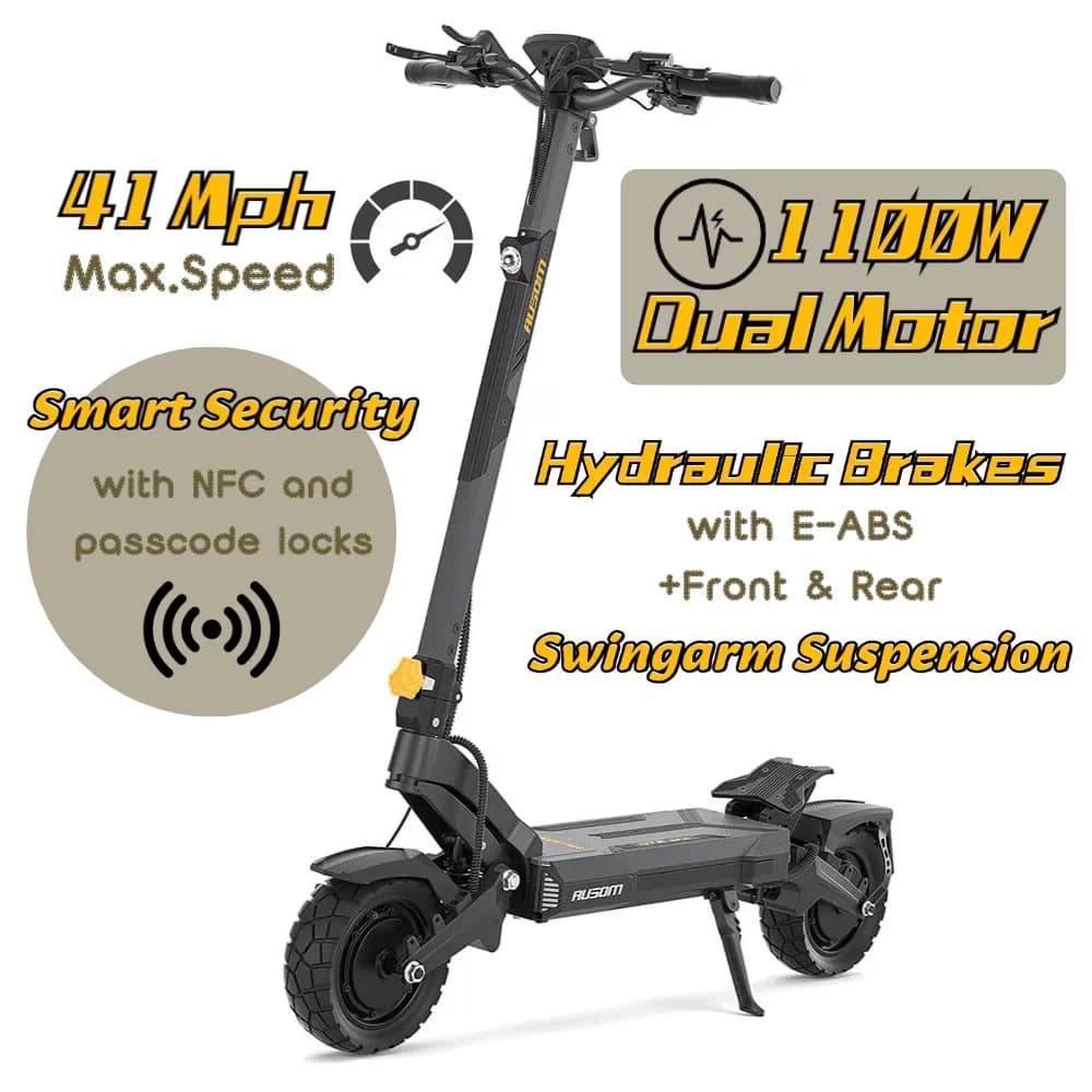 Scooter Compact with 1100W, Bluetooth - Yellow Metal,6061 Aluminium Alloy Model C8A249