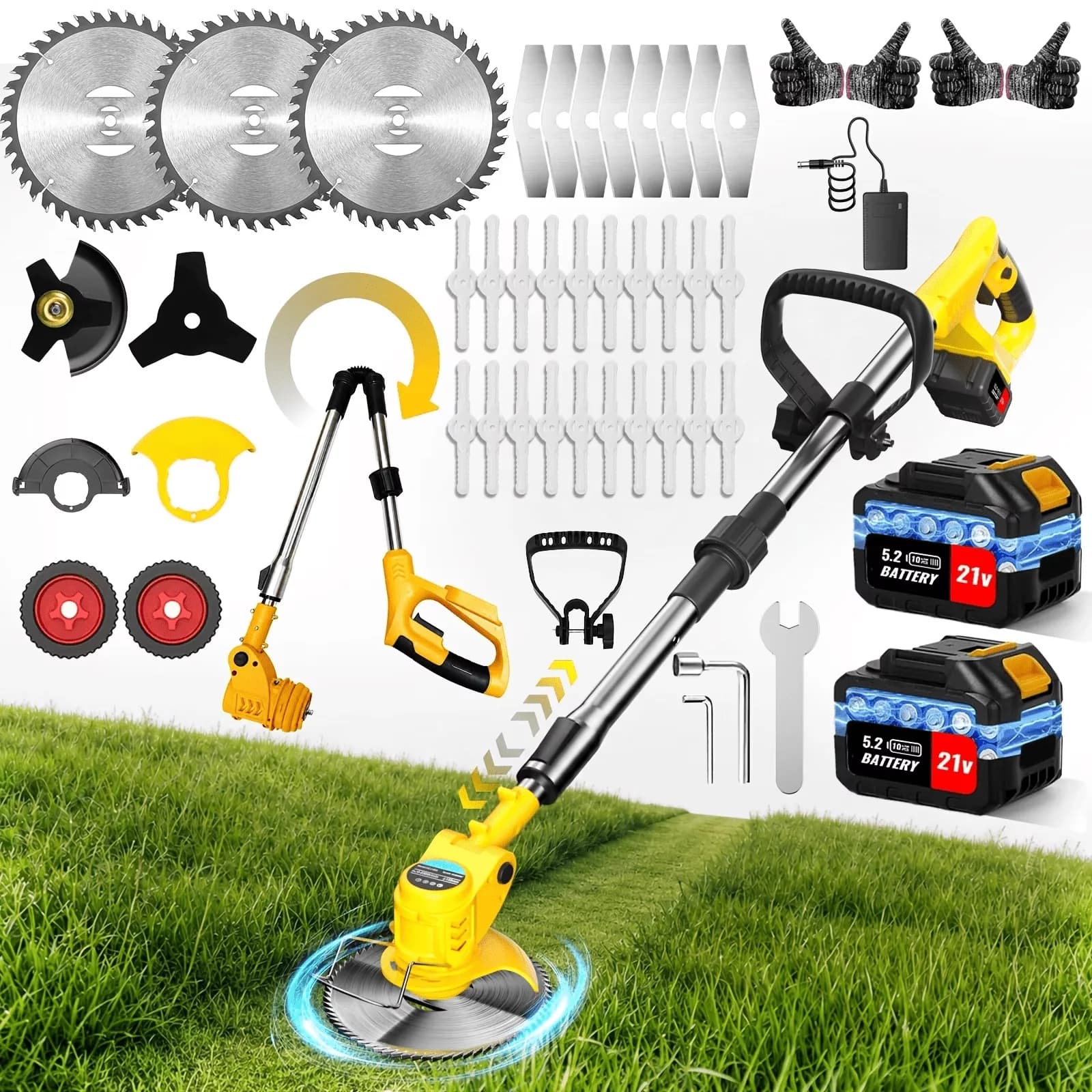 Professional Push Mower with Battery, Weeding and Trimming, Ergonomic Push-Lawnmower - Model 6D192D