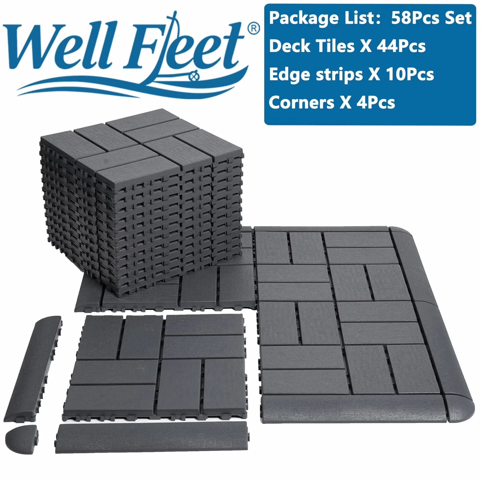 Durable Building Material with Adjustable, Easy Installation - Gray Pp Model 19FCB0