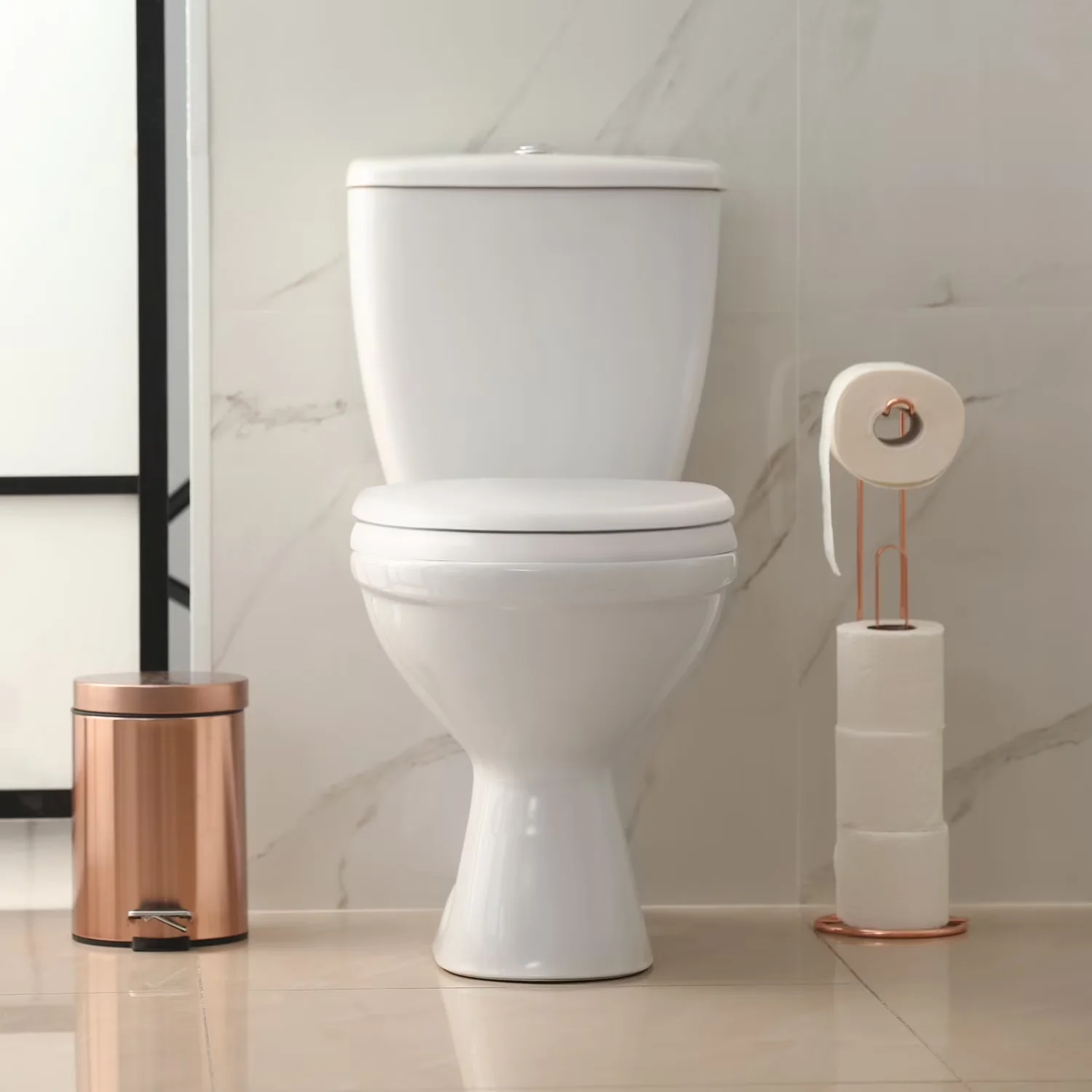 Toilet Seats And Lid Premium with Dalton Round Wood Seat in White - Wood White Model E8BB78