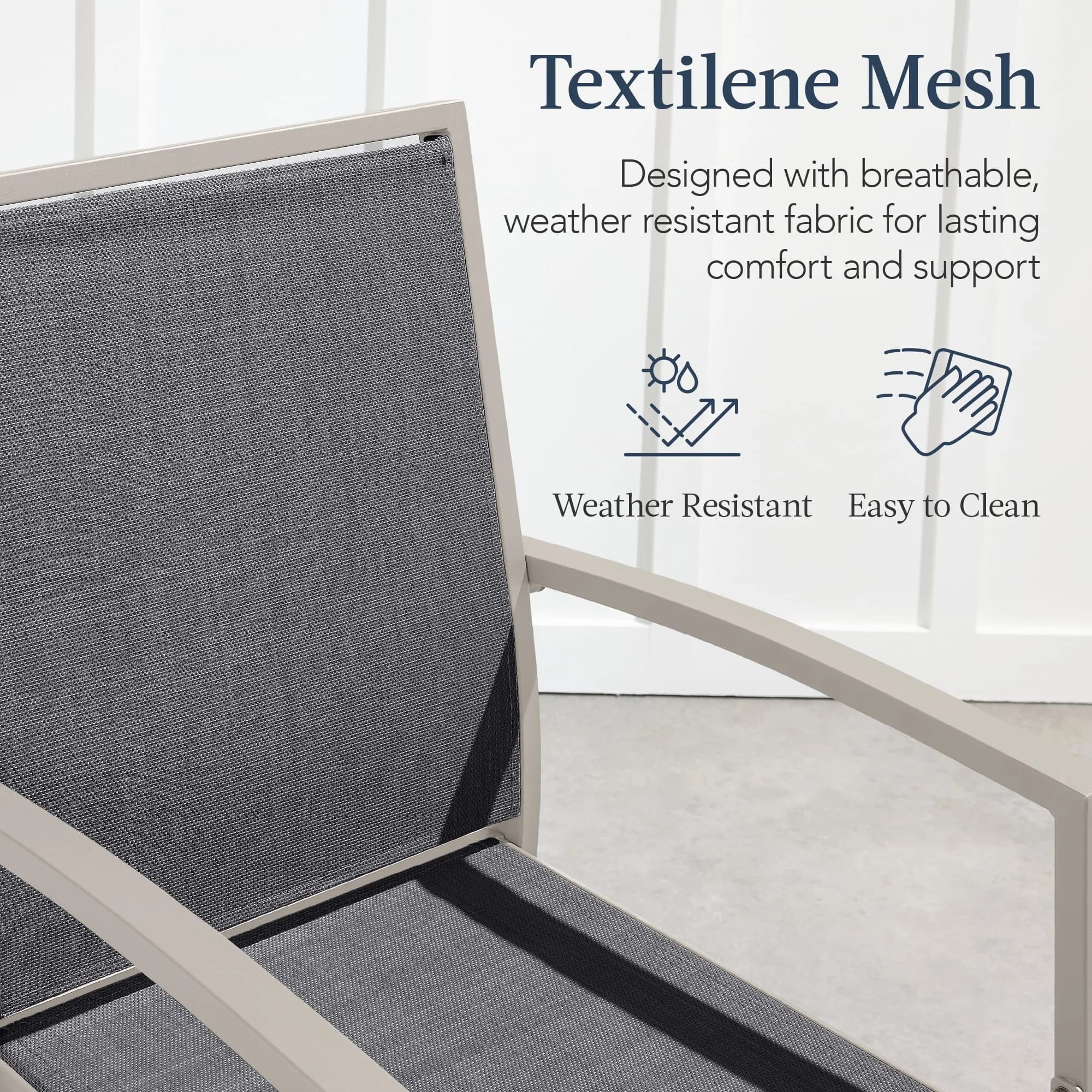 Patio Chair Durable with Weather-Resistant, Outdoor Barstools Set of 2, Bar Height Chairs w/ All-Weather Mesh - Steel, Textilene Model 965981