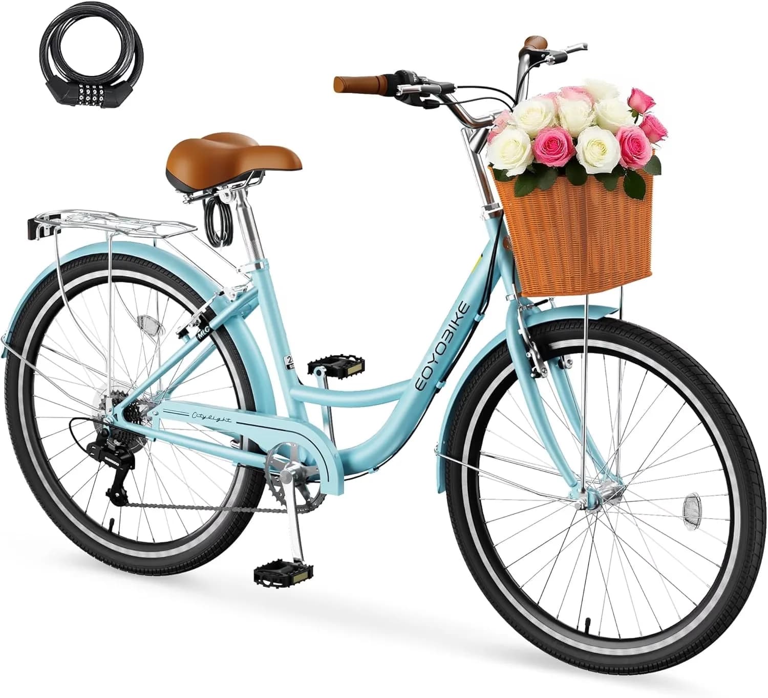 Efficient Cruiser Bike with Adjustable Seat, 24'' Wheels Bikes Bicycles - Blue Model 41F3CE