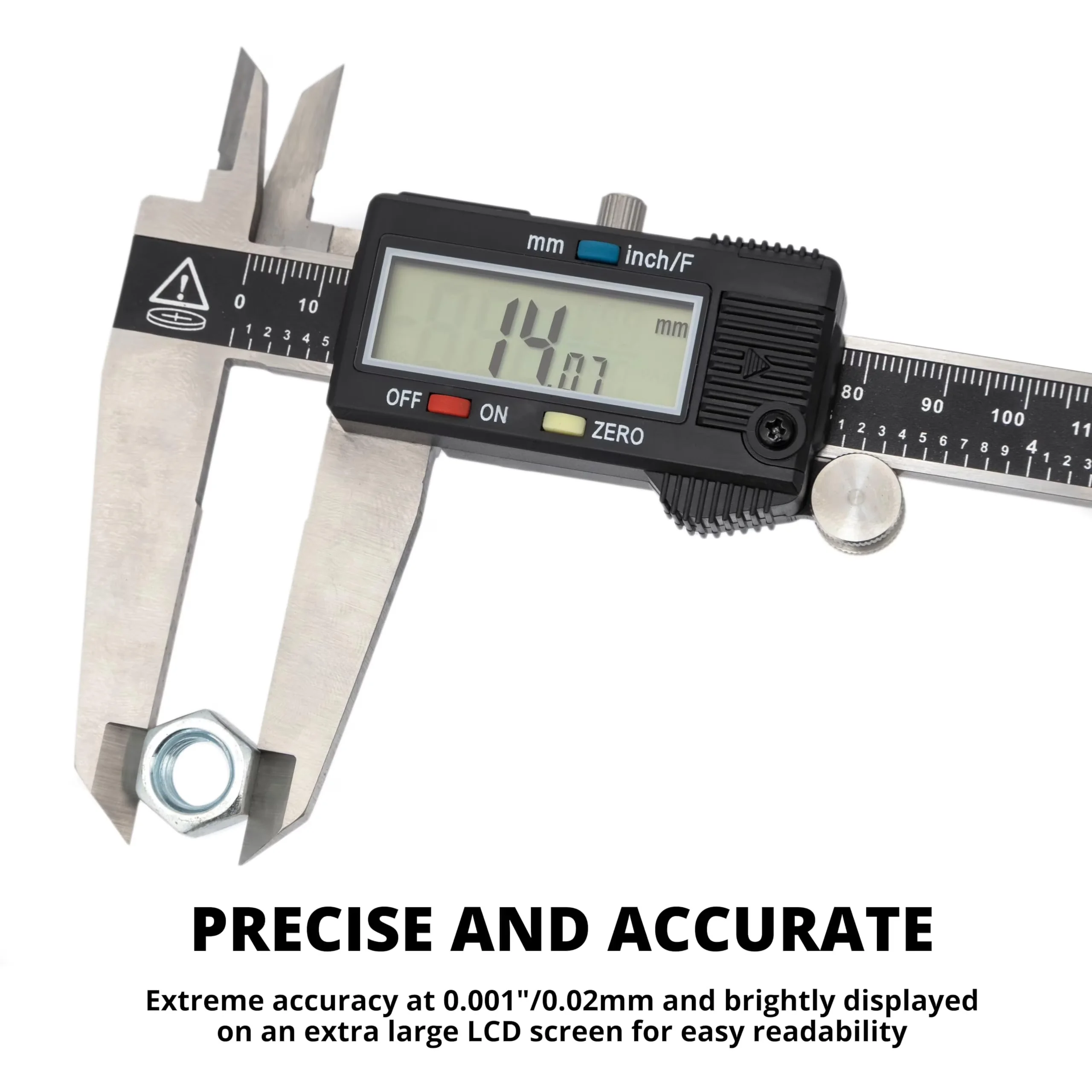 Sleek Measuring Layout with Battery, Accurate Measurement, Easy To Read - Stainless Steel Black Model AAF09E