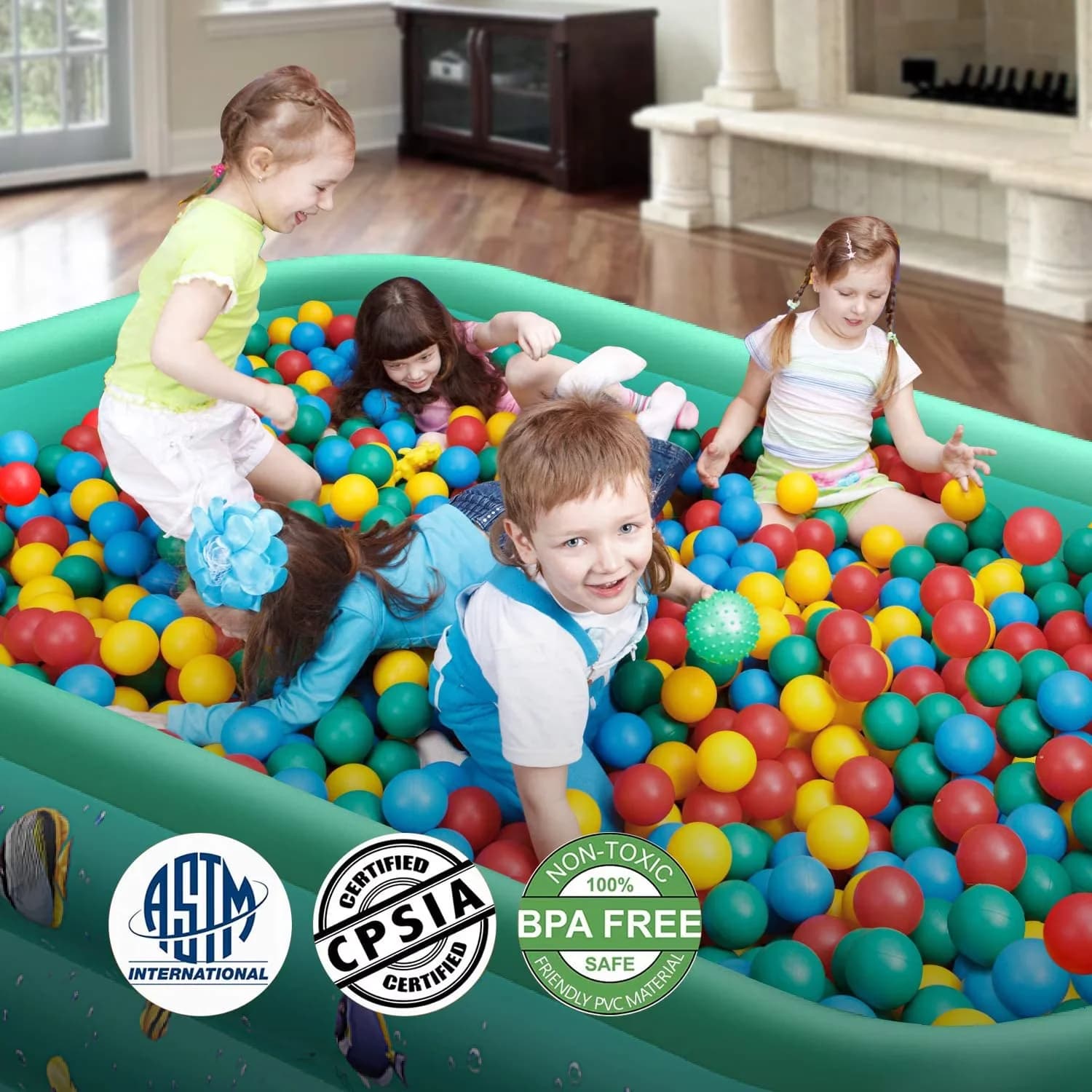 Essential Inflatable Pool with Uv Resistant, Maximum water capacity: 312-gallon, 9.83 x 6 x 1.83 ft Family Swimming Pools - Green Model 41C5DA