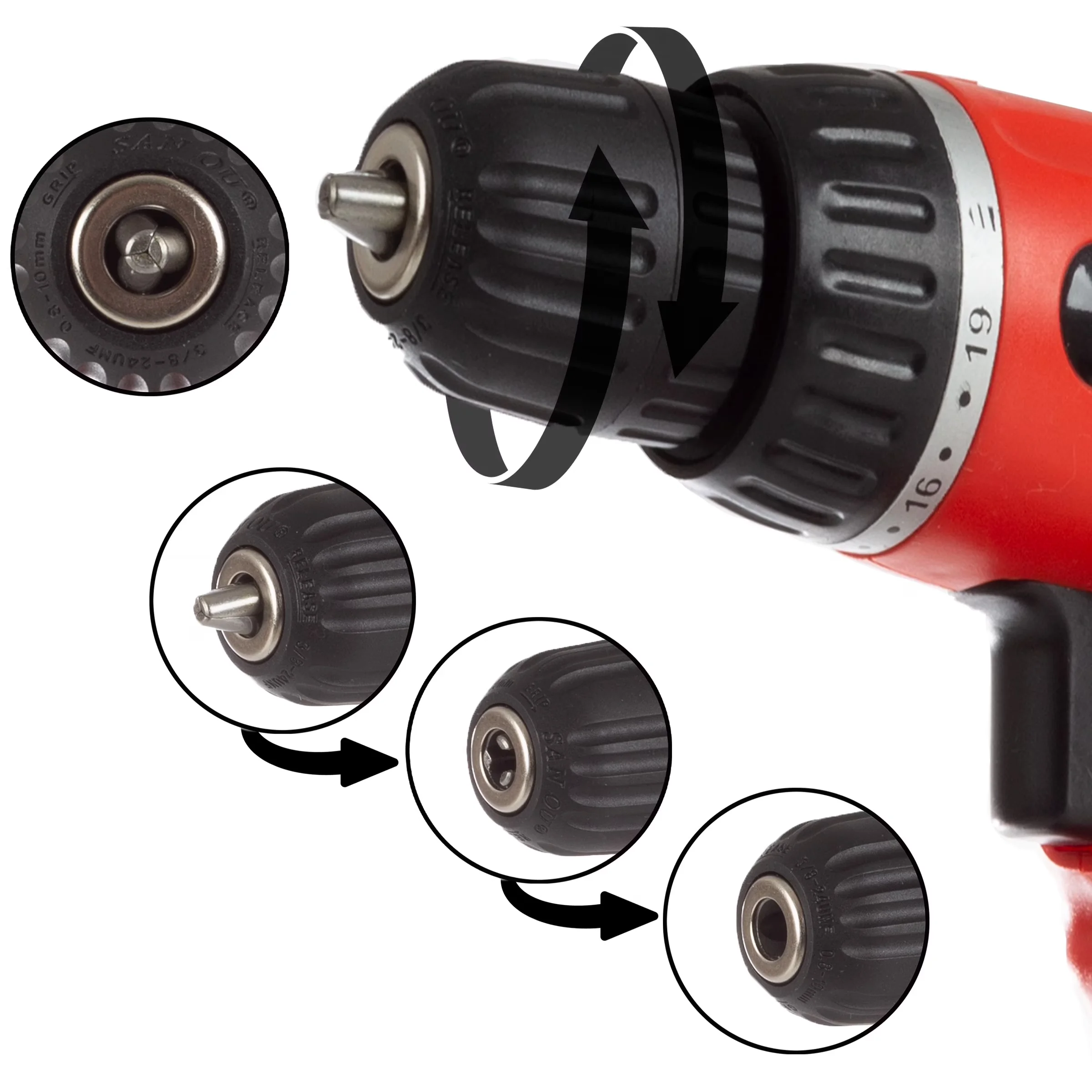 Essential Drills Driver with 18V, Reversible Jaws - Orange, Black 78 piece Model D5B3E2