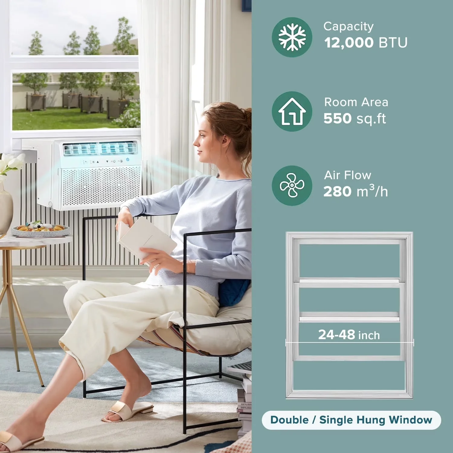 Durable Air Conditioner with 12000 BTU, Energy Efficient, Window Conditioners 12000 BTU - Model 7276D9