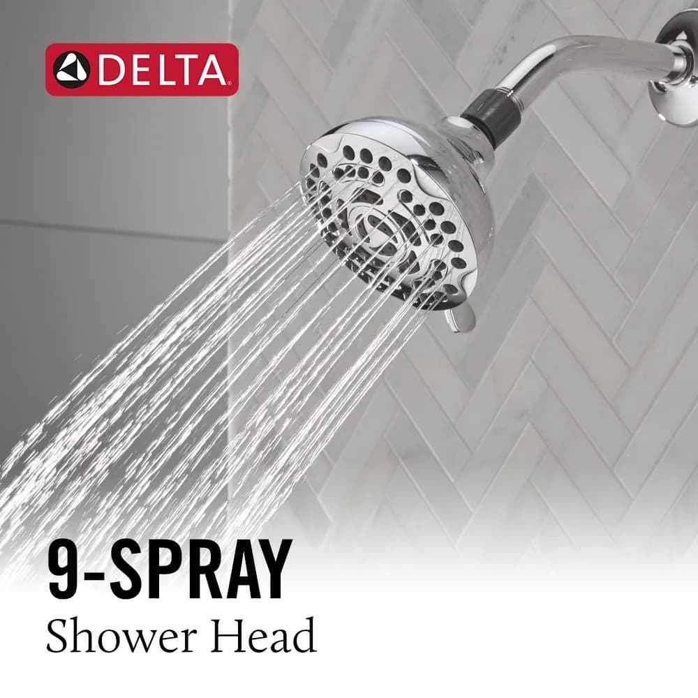 Modern Shower Head with Installs in minutes, 1.75 GPM - Abs - Plastic Silver Model 8E260D