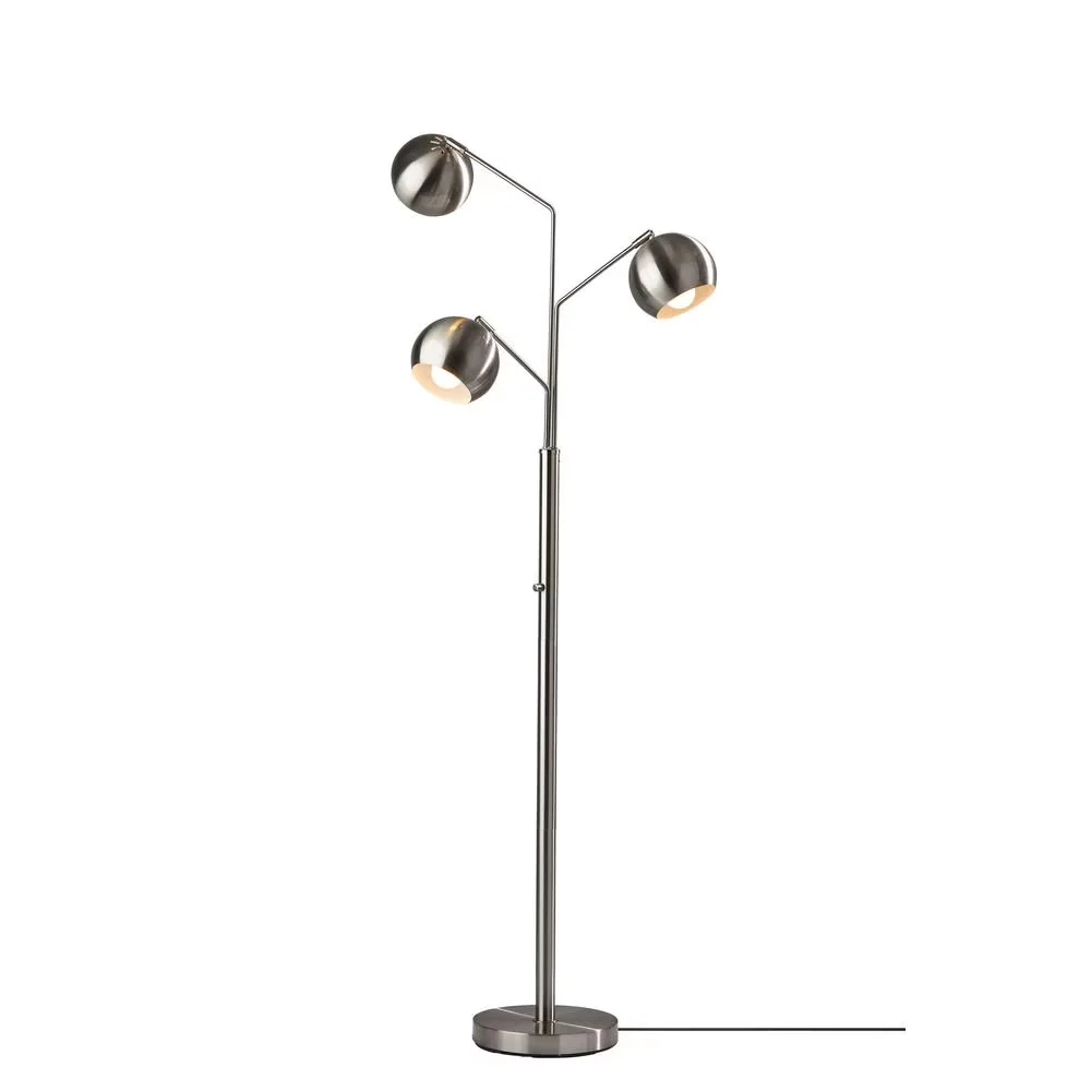 Classic Floor Lamp with Incandescent, Tripod Lamps, Emerson Tree in Brushed Steel Finish - Metal Multicolor Model 243F17