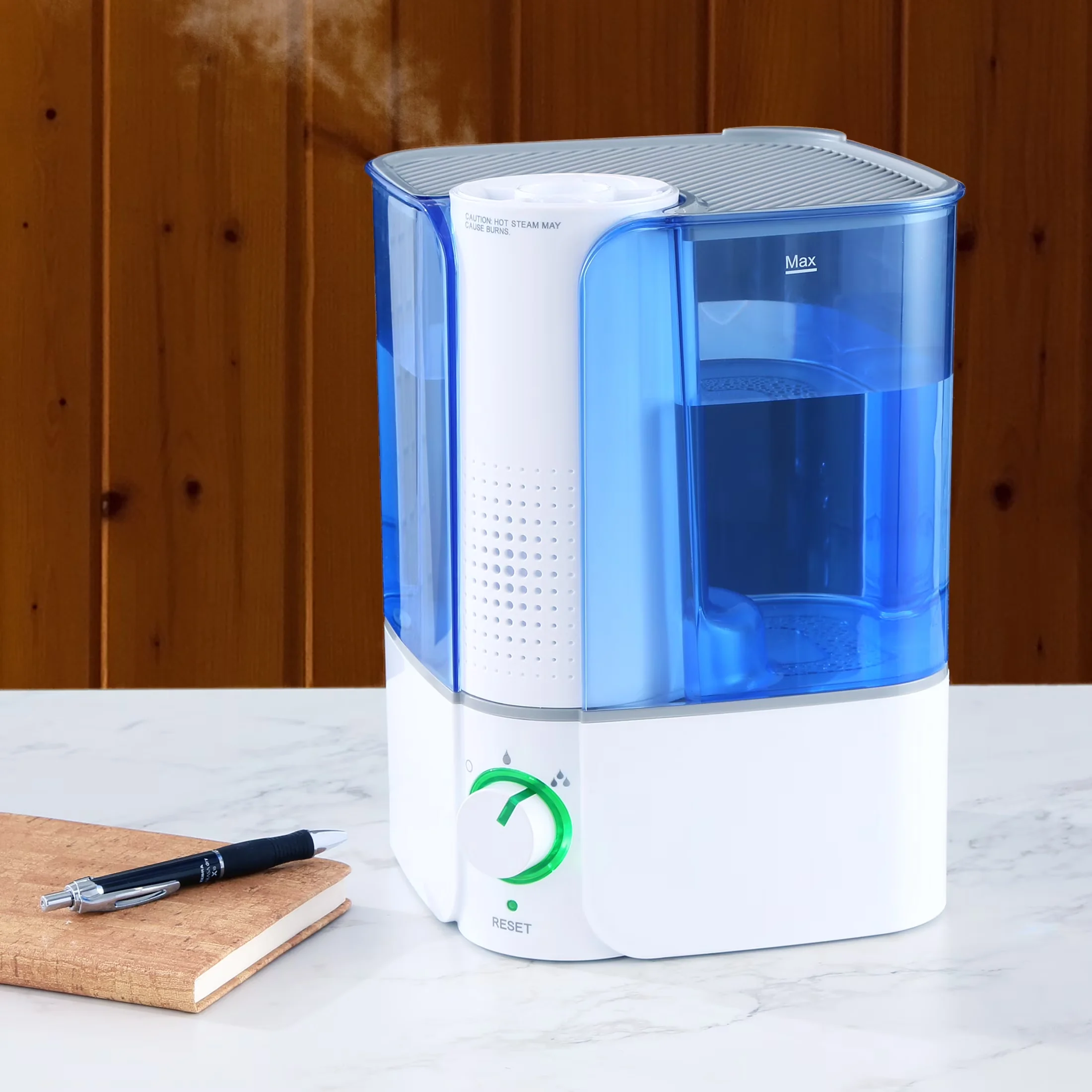 Modern Humidifier with Automatic Shut-Off, 1.3-Gallon Warm Mist - Blue Model 33411E