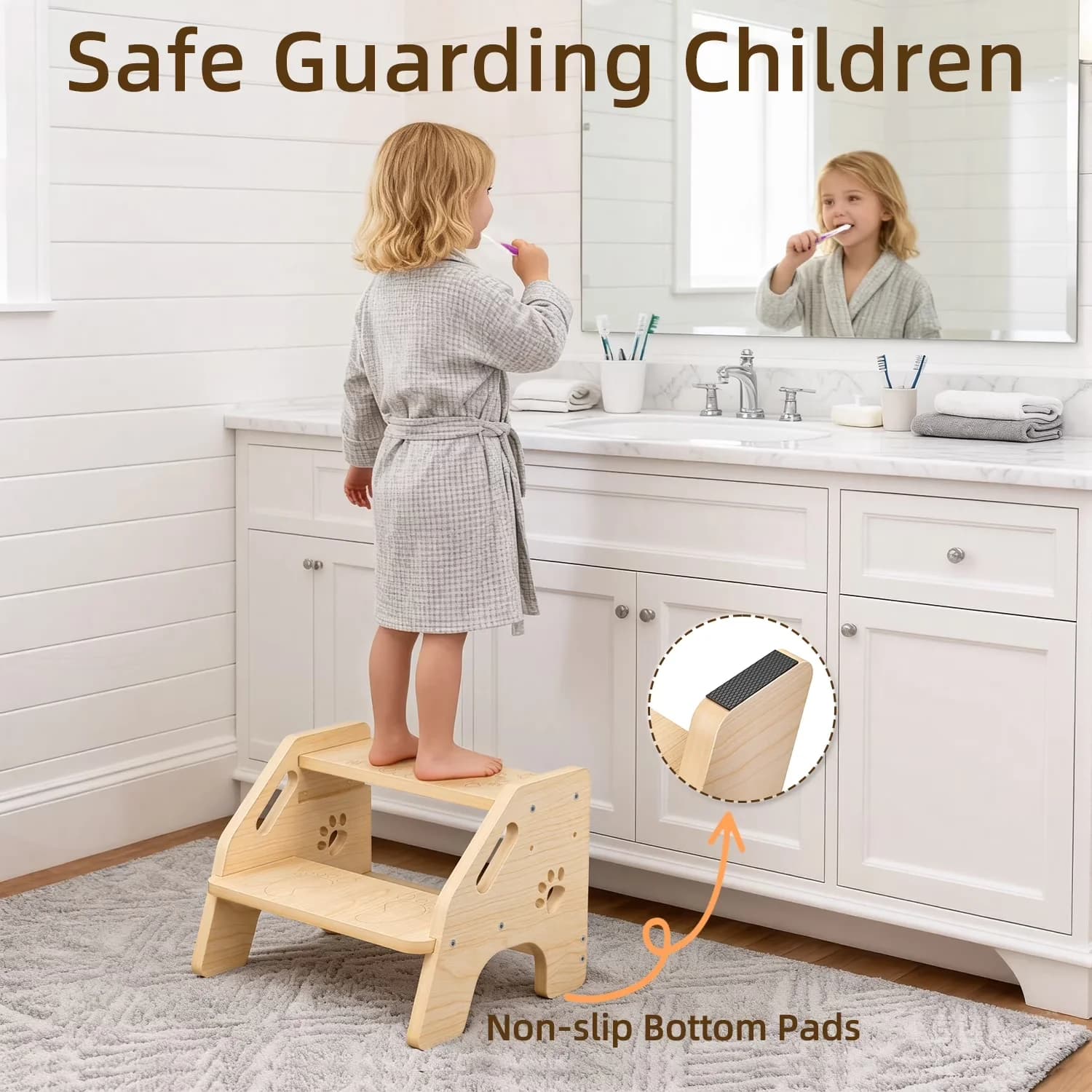 Ladders And Step Stool Durable with Adjustable Height, Adjustable Wooden - Wood Yellow Model 47B3F5