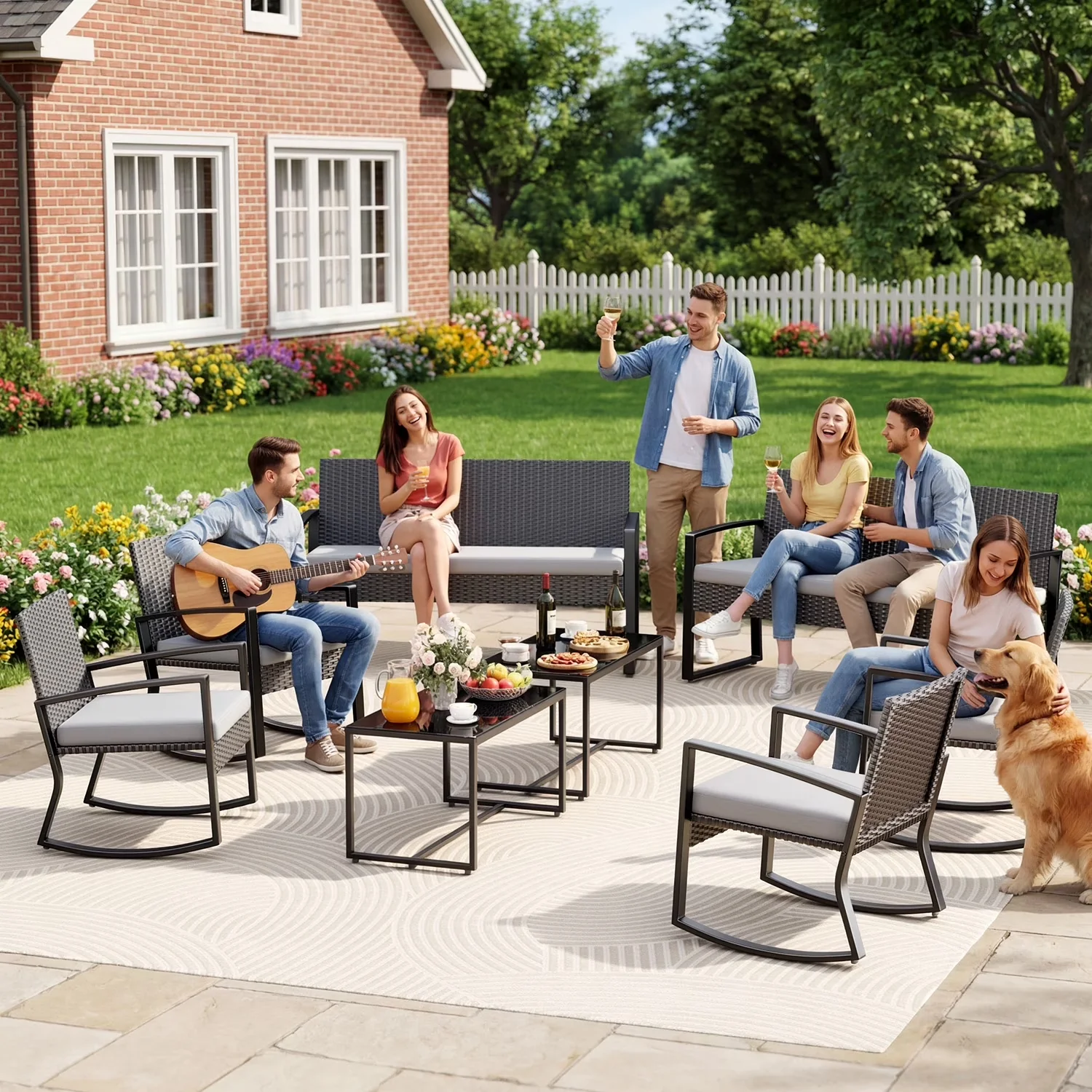 Patio Conversation Set Durable with Weatherproof, Removable Washable Cushions, All-Weather PE Rattan - Metal Gray Model 078AC4