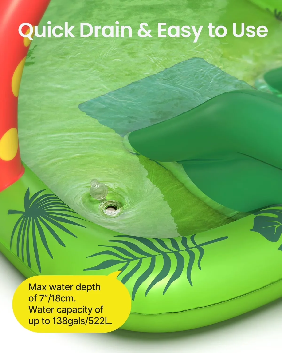 Versatile Inflatable Pool with Rectangular, 97"x76"x41" Summer Swim Blow up Kiddie, Summertime Fun at Home - Model 4C614E