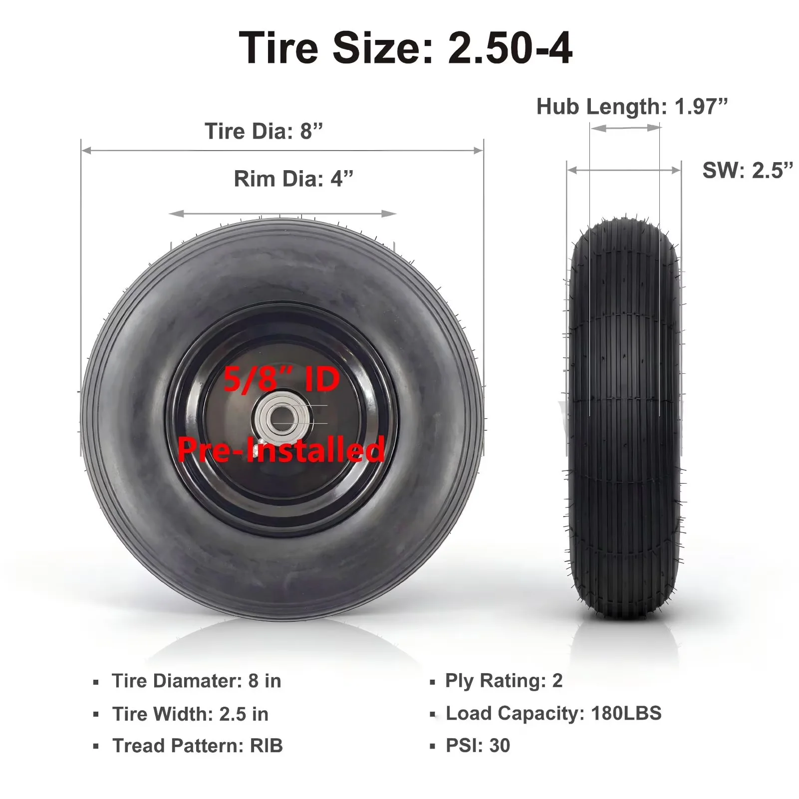 Lawn Mower Tire Premium with Smooth - 50-4 - Reliable Performance Model 903042