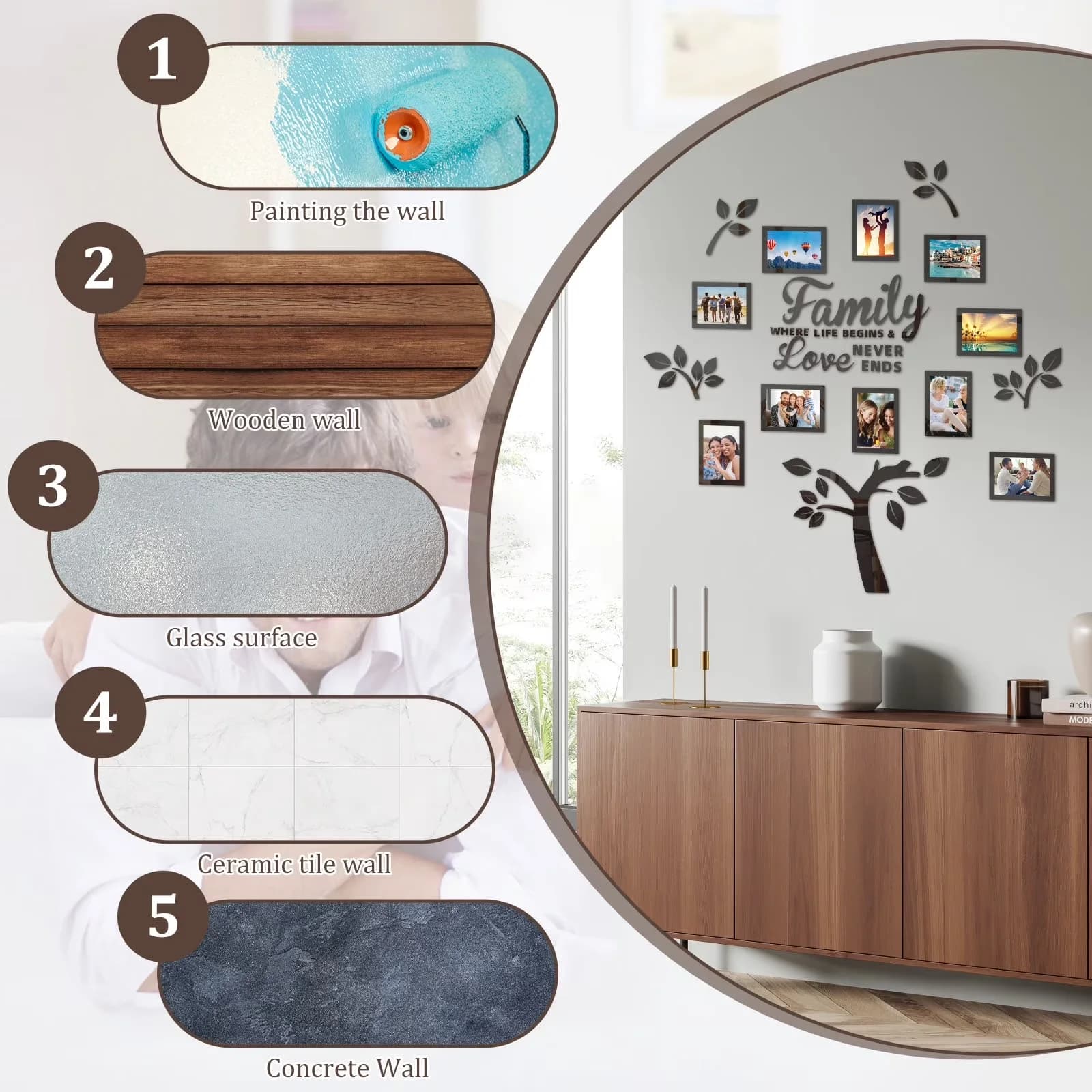 Efficient Wallpaper Wall Decals Wall Covering with Fade Resistant - Black Acrylic Model A7D000