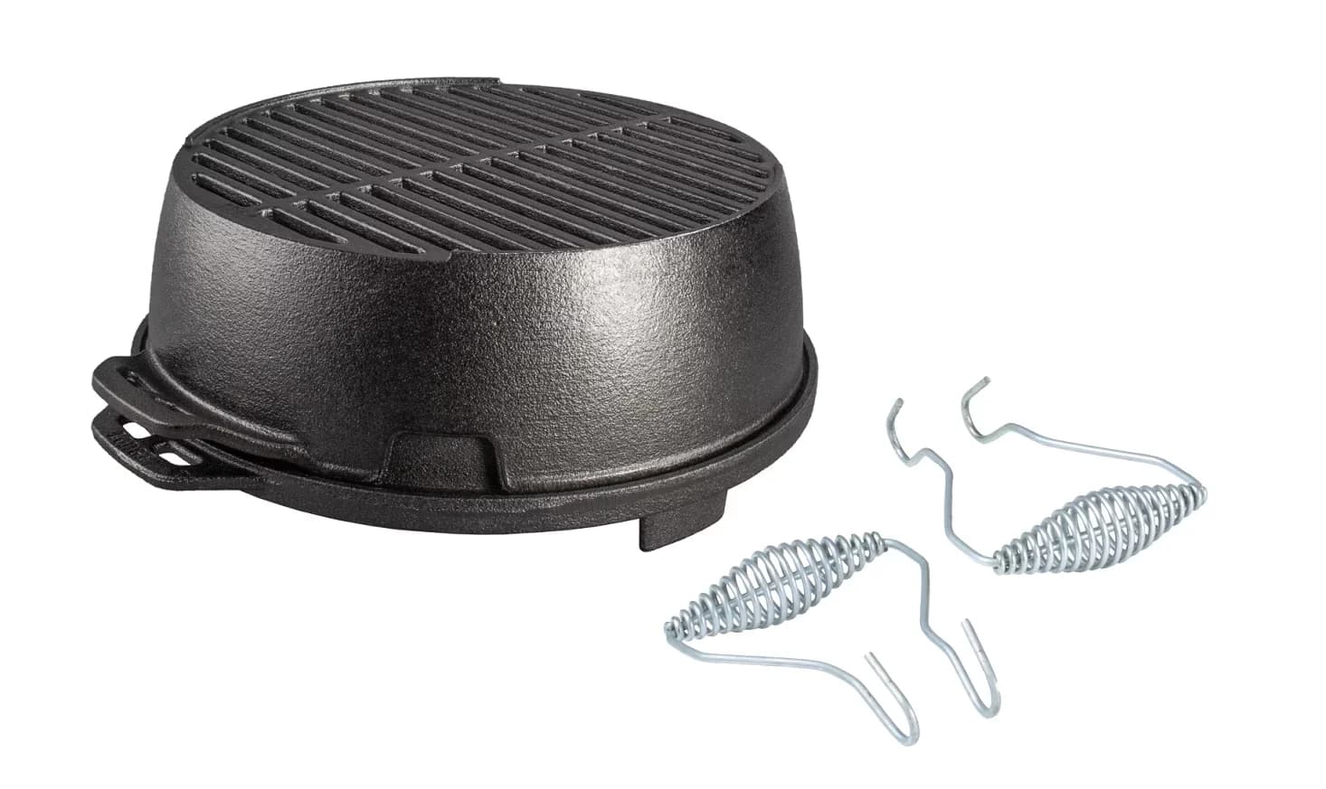 Flat Top Grill Essential with Portable, 12" Cast Iron Kickoff Grill, Perfect for Camping - Cast Iron Black Model 425C27
