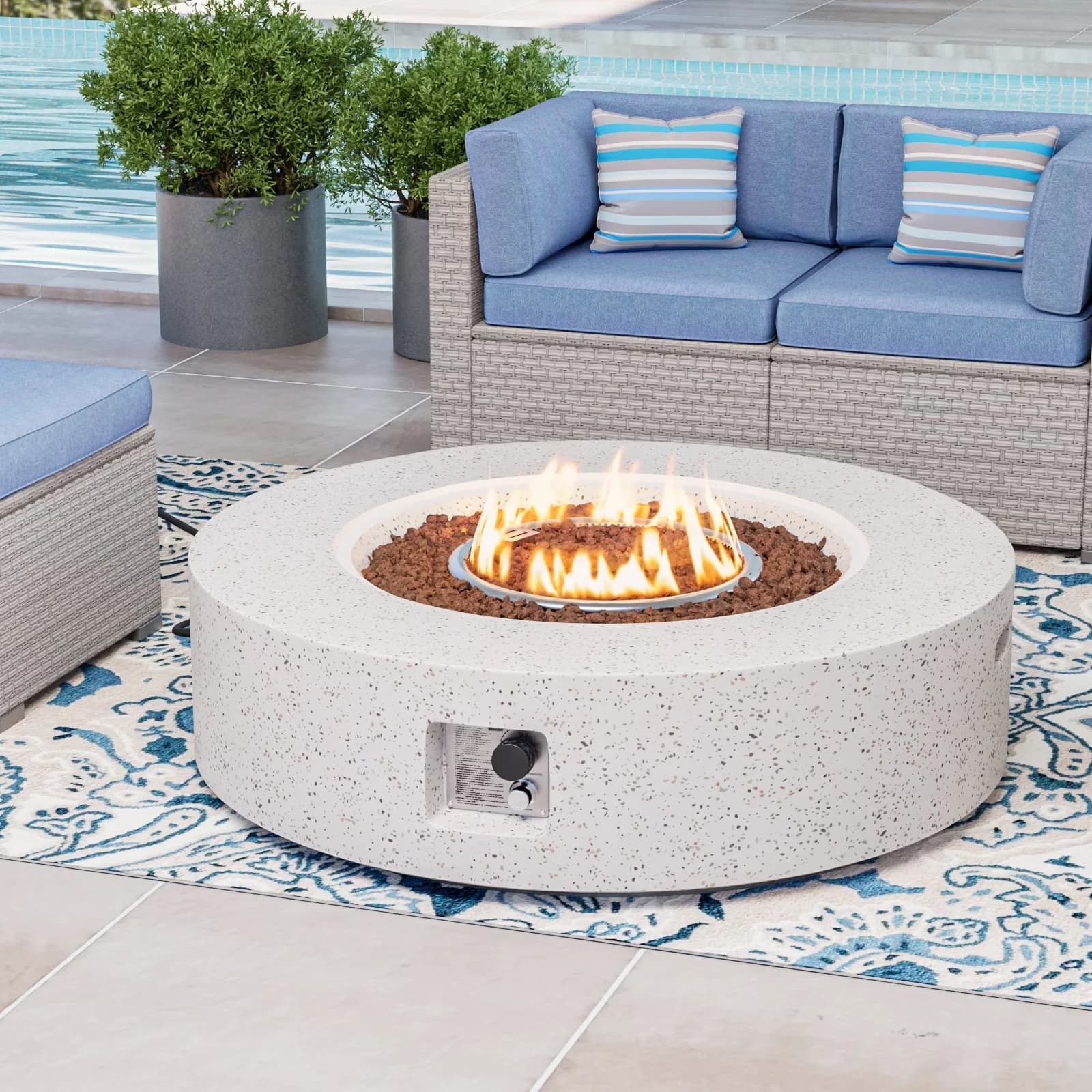 Sleek Outdoor Heating with Portable - Magnesium Oxide, Mgo White Round Model 9969C0