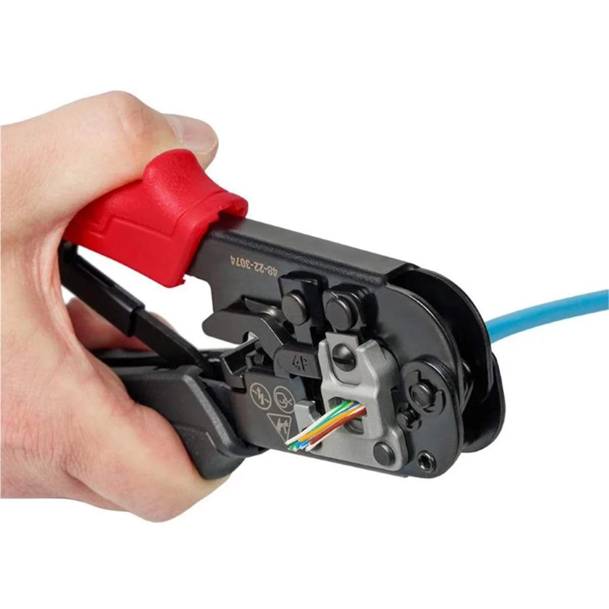 Professional Hand Tool with Integrated cable cutter and stripper, Stripping nest for quicker terminations - Black Model 887D87
