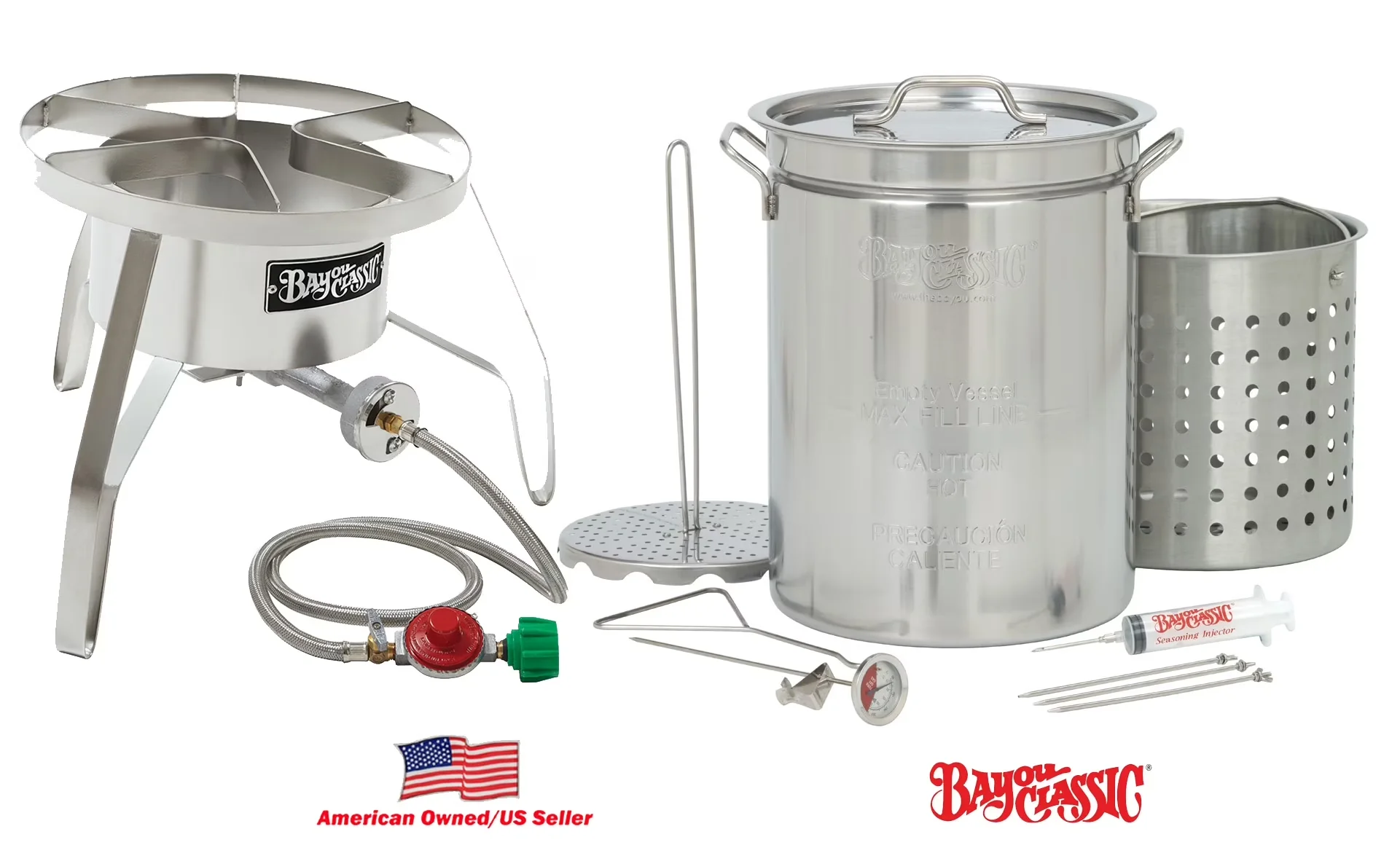 Outdoor Fryer Stylish with Stainless Steel Burner, Stainless Steel 32-Quart Turkey Kit - Stainless Steel Silver Model 690A60