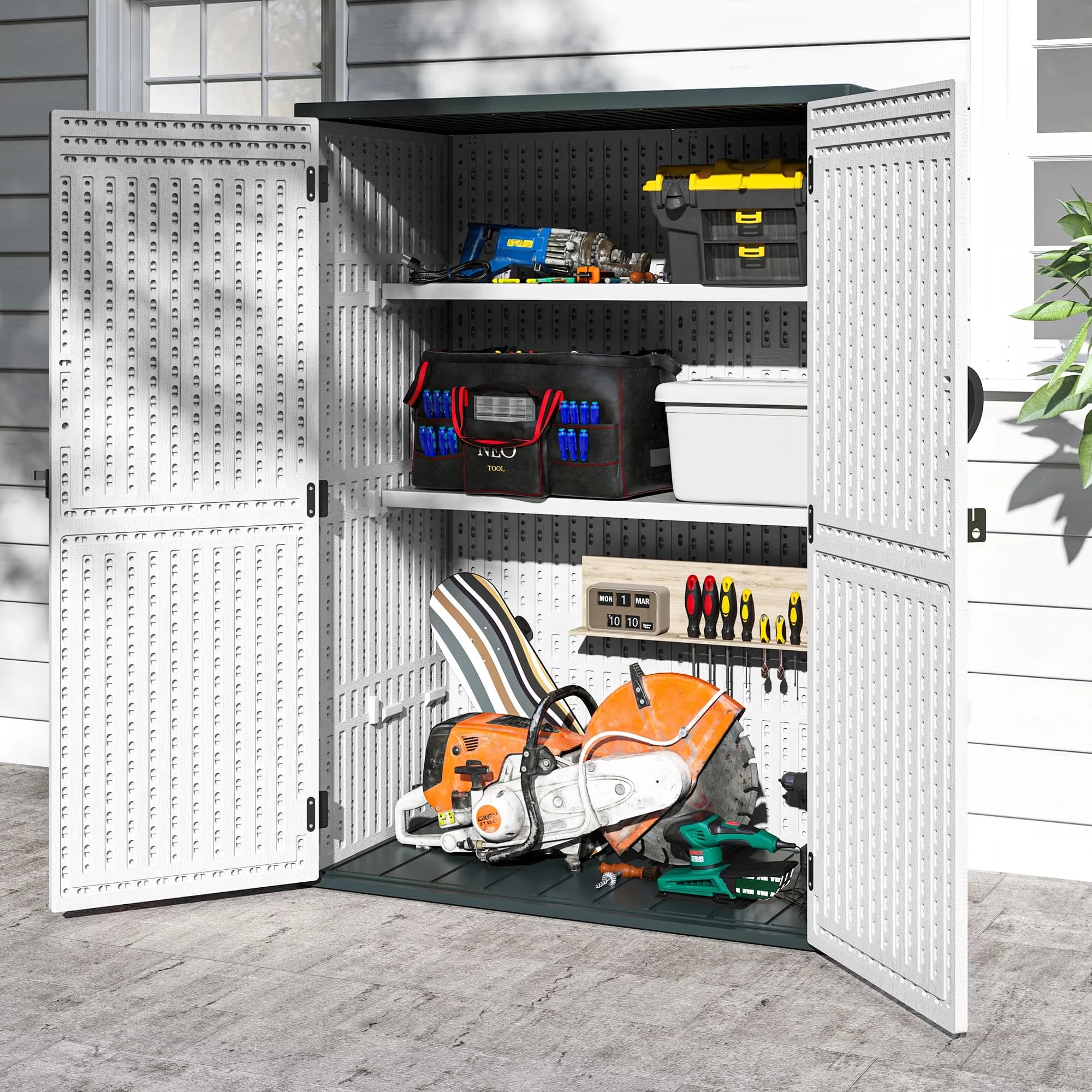 Shed Durable with 47 x 12.6 in Resin Shelves, Waterproof Storage Rack Accessories - Resin Gray Model CABD7A