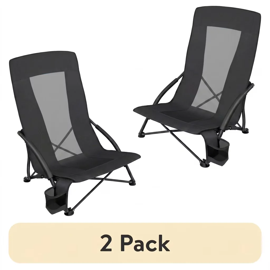 Professional Beach Chair with Foldable, Collapsible, Black - Black Steel,Oxford Fabric,Pp Plastic Model 212C45