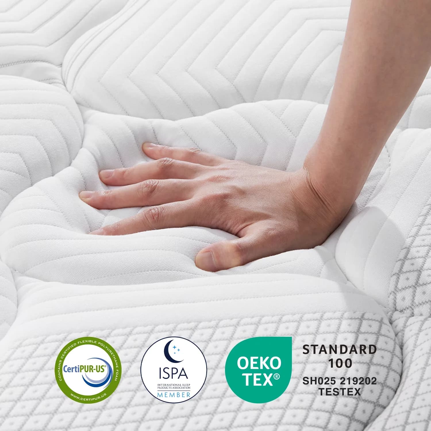 Mattresses Accessory Quality with Breathable Construction, Low Motion Transfer, Medium Gel Memory Foam Hybrid Queeen 12" - White Model 6325AA