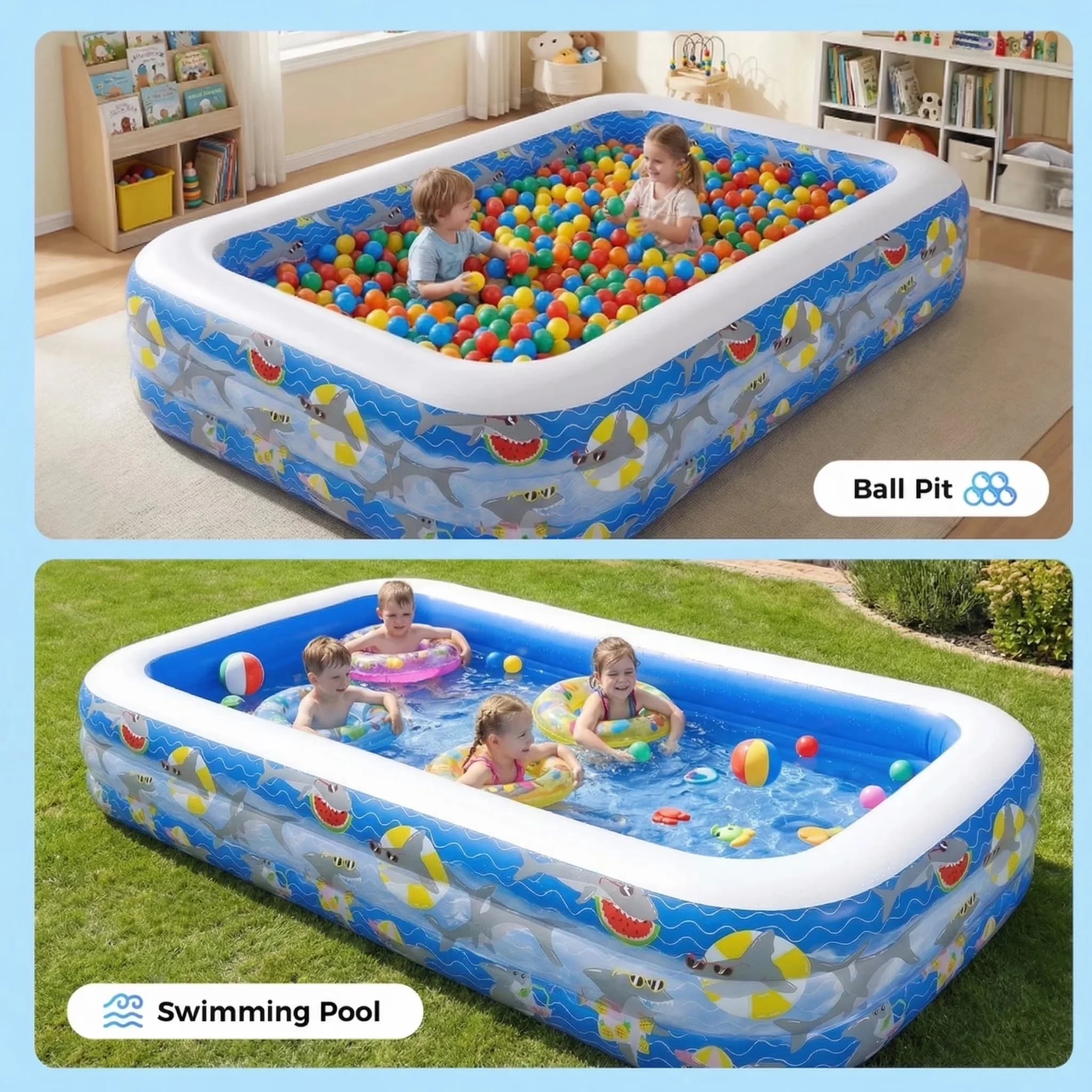 Durable Inflatable Pool with Puncture Resistant, Fade Resistant - Blue Model F2AA2A