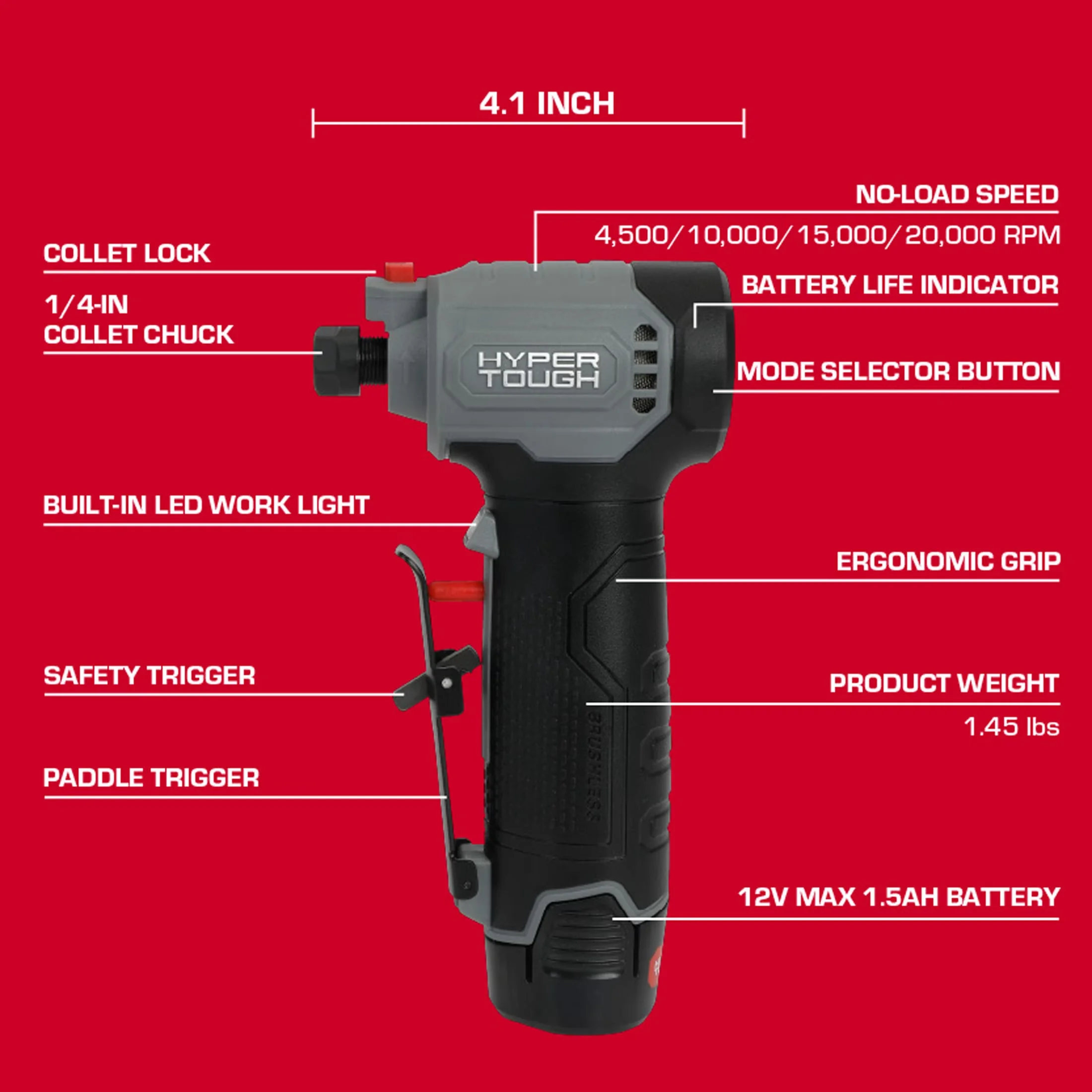 Woodworking Reliable with Battery, 12V, 12V Brushless Cordless Die Grinder - Model C00FC9