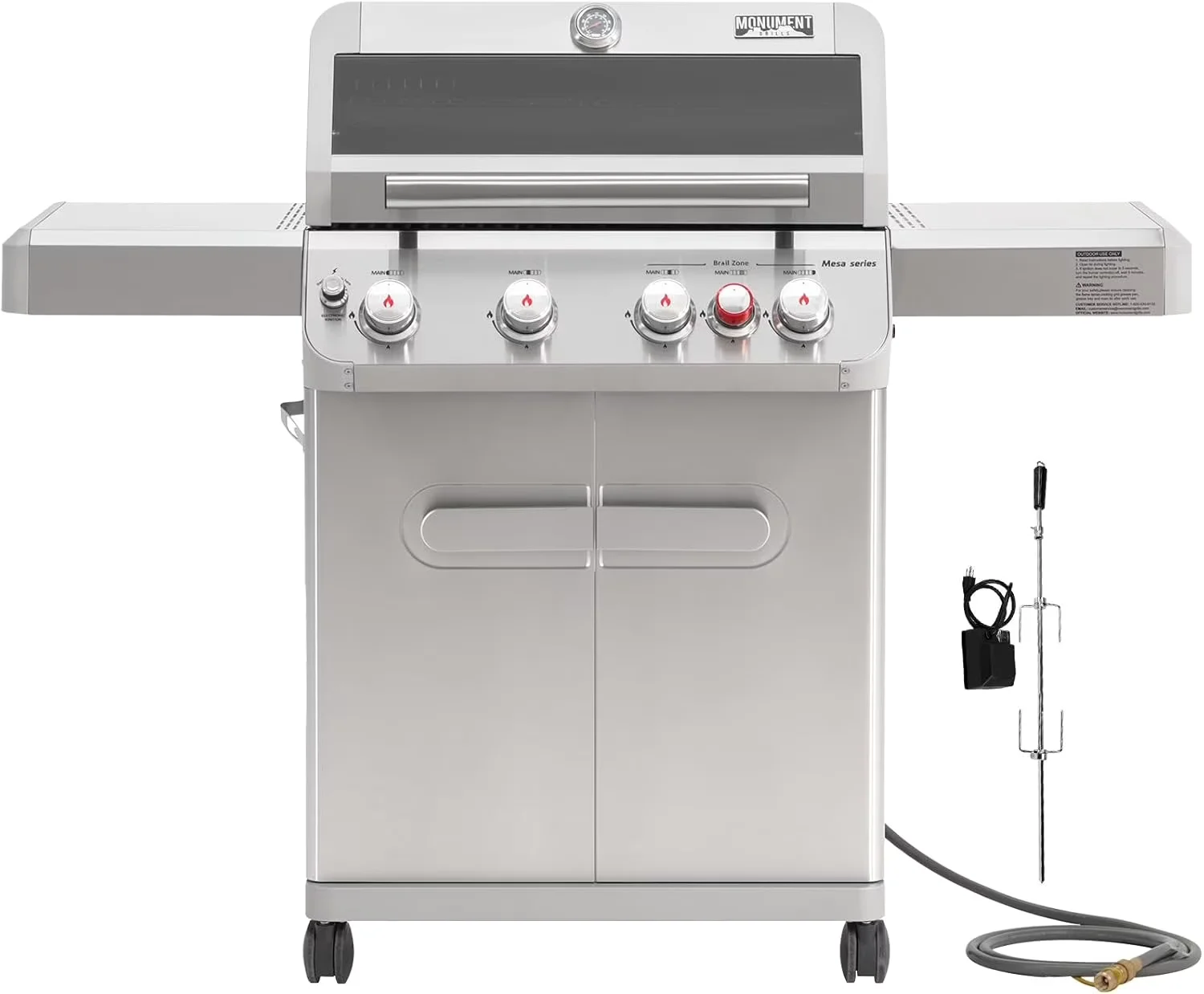 Innovative Gas Grill with Rust Resistant - Stainless Steel Silver Burner Model EF45D7