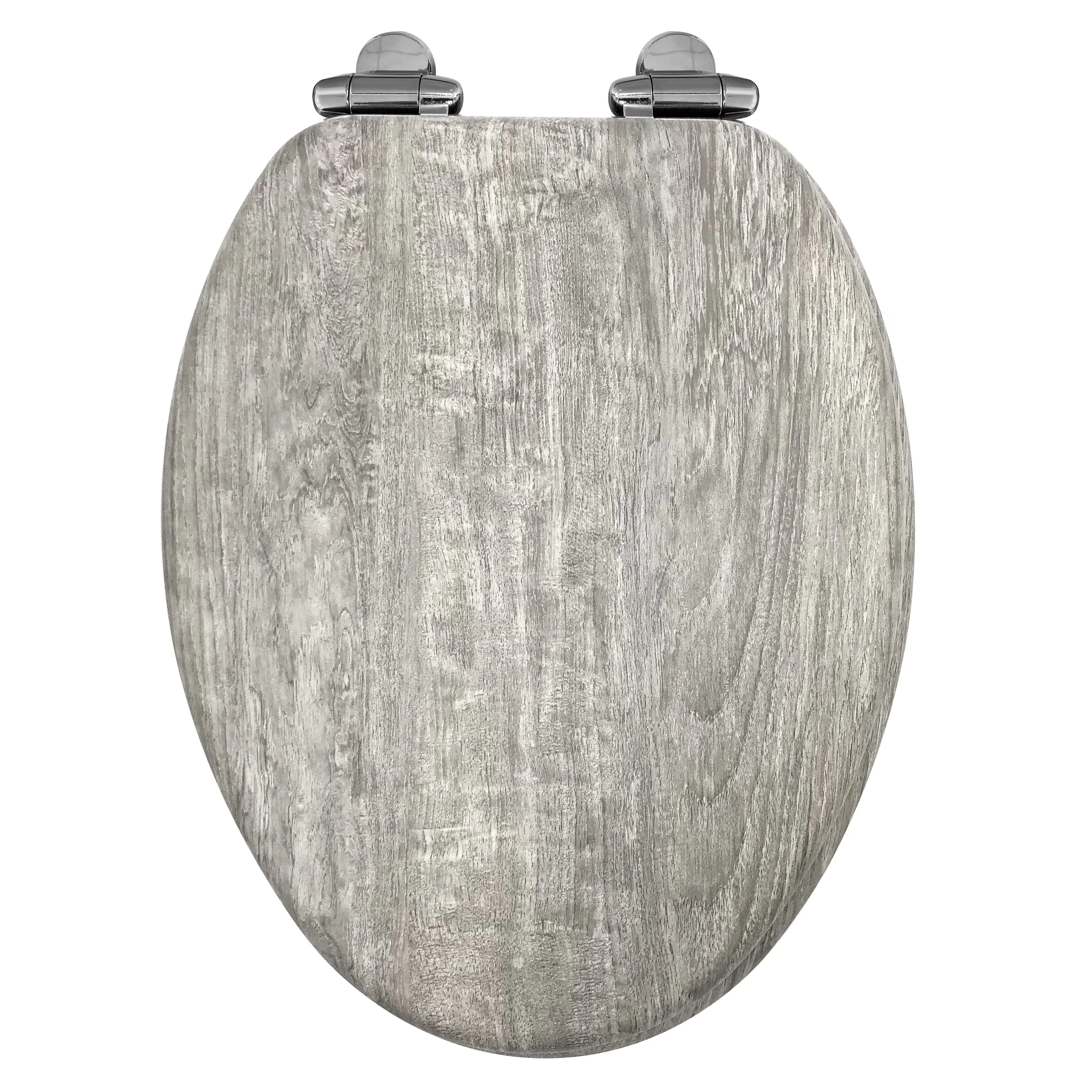 Toilet Seats And Lid Essential with Slow-Close Lid, Easy Installation - Gray Wood Model 0A3FD6