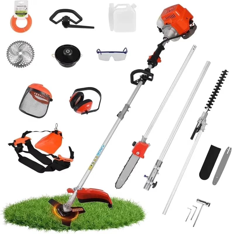 Innovative String Trimmer with Bevel Adjustment, Attachment Capable - 5 In 1 (Orange) for Garden Model 5E7737