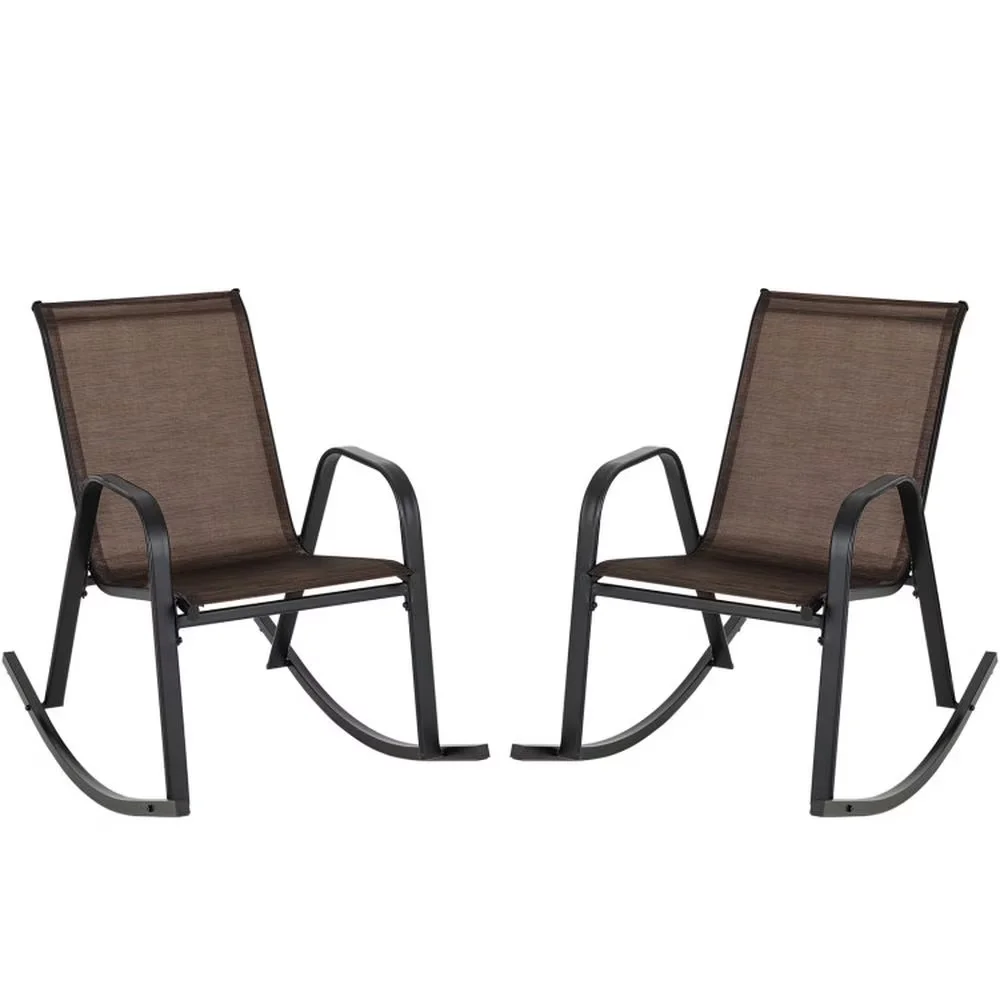 Innovative Patio Chair with Rust Resistant, Material:Fabric, Metal - Fabric, Metal Brown for Outdoor Model 183046