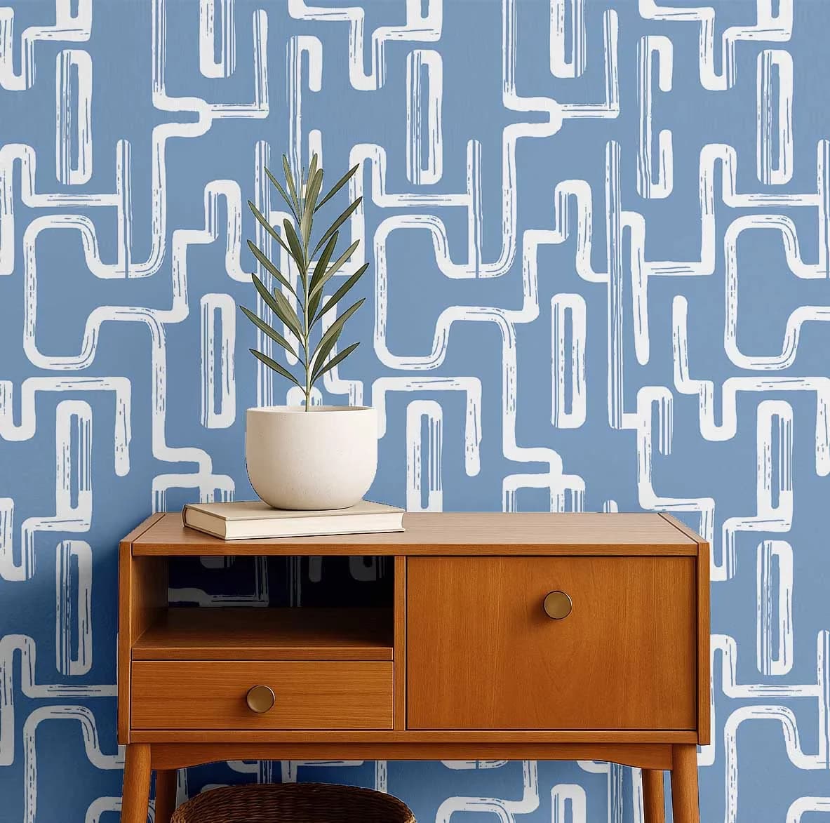 Wallpaper Stylish with Durable, Removable, Waterproof - Vinyl Dusty Blue (Plain Vinyl) for Home, Living Model E17681