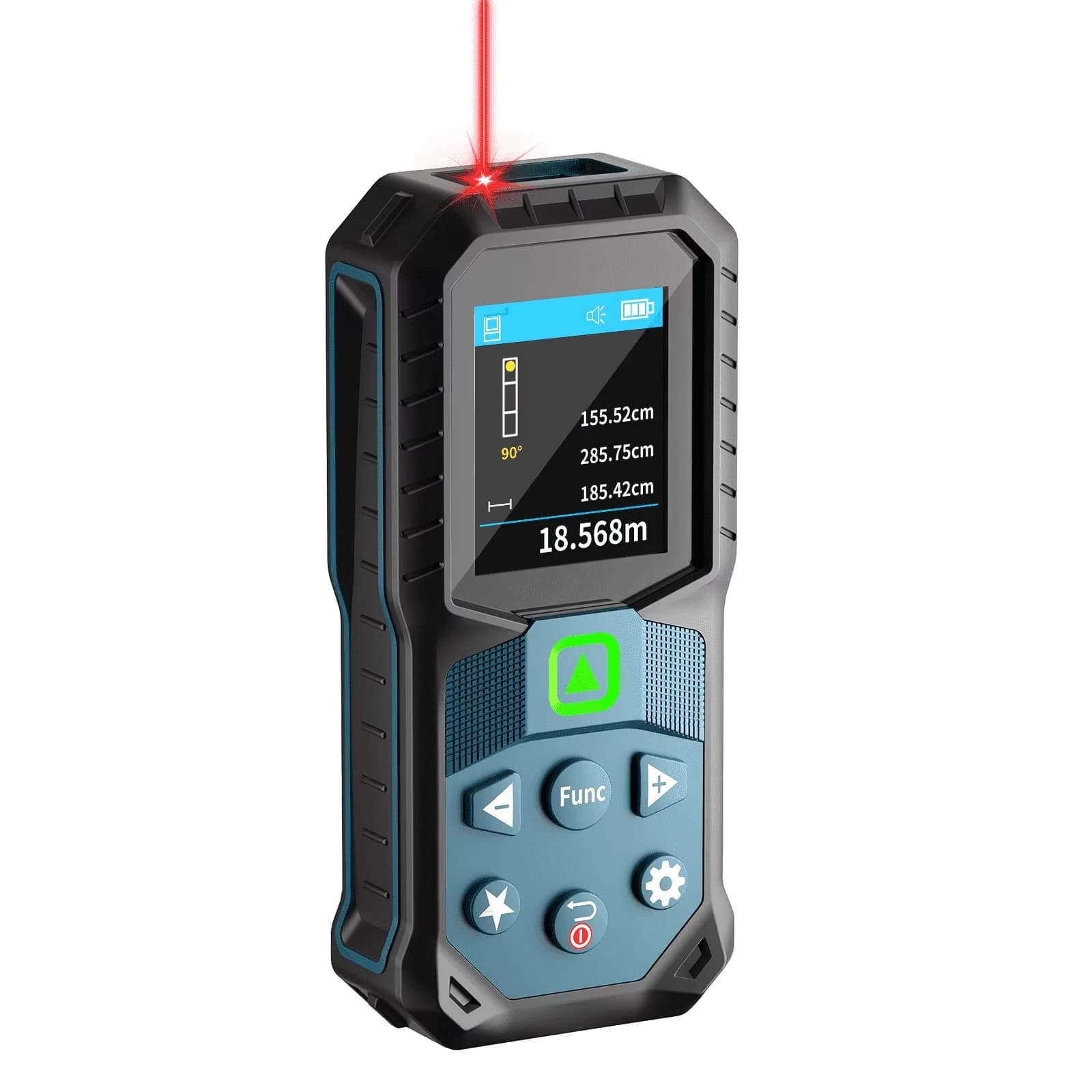 Durable Measuring Layout with Battery, AA Batteries and Pouch Included, Laser Distance Measure 262ft - Abs Blue Model 73933F