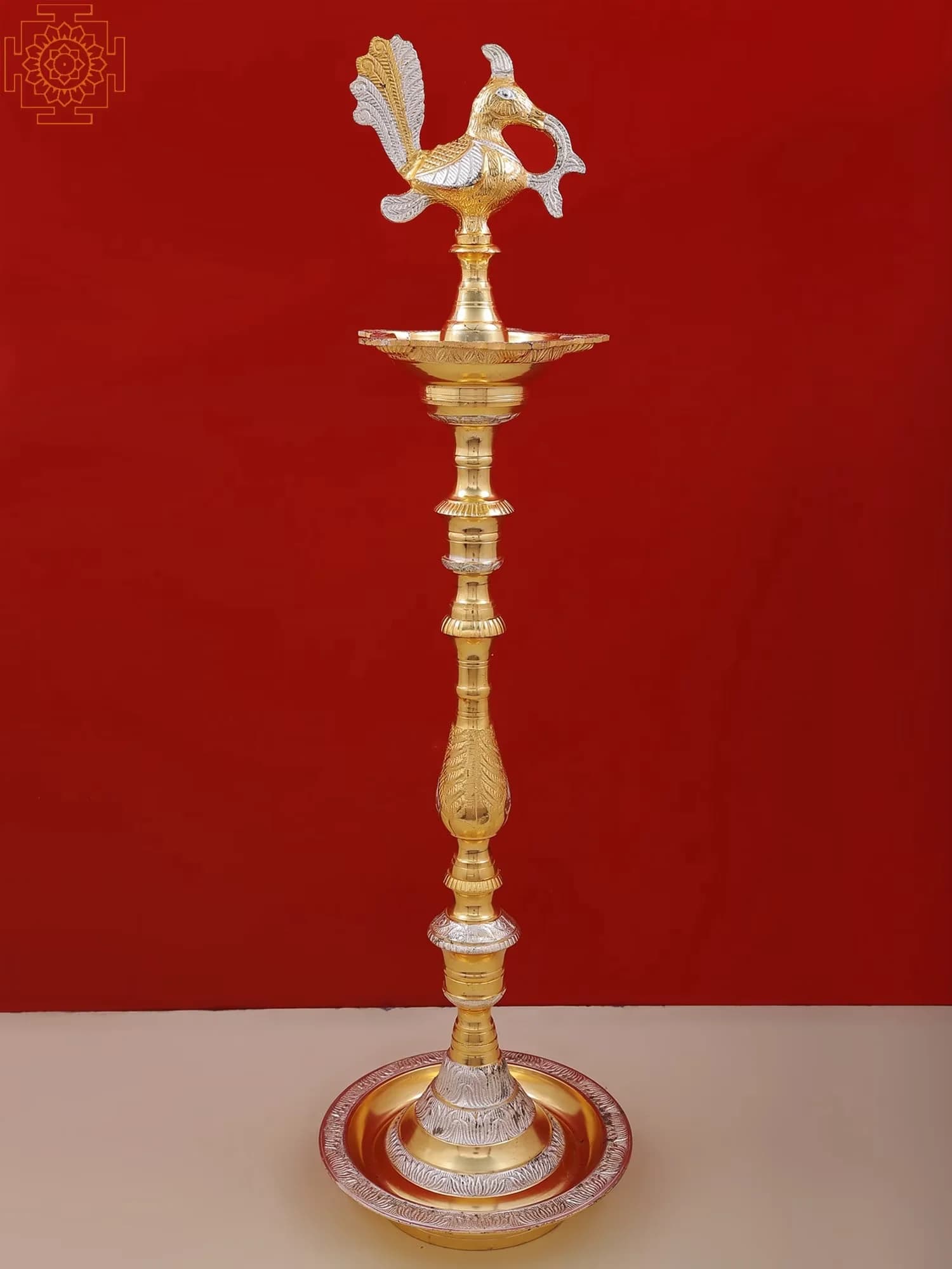 Essential Table Lamp with Dimmable, Adjustable Head, Peacock tail design tiers - Brass Clear Model BC2766