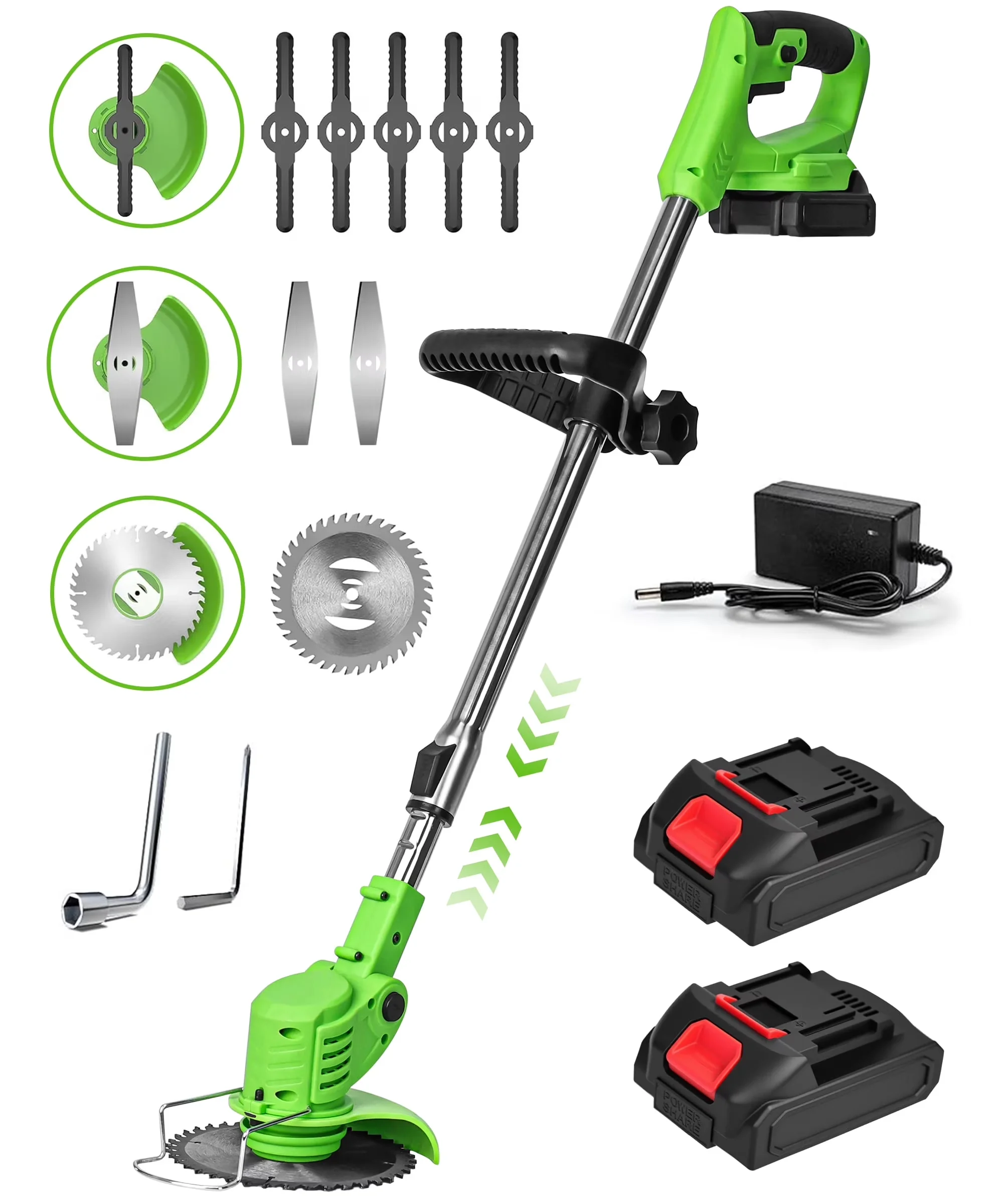 Compact String Trimmer with Battery, 21V, 21V Cordless 3-in-1 - Green for Garden Model DA4BD7