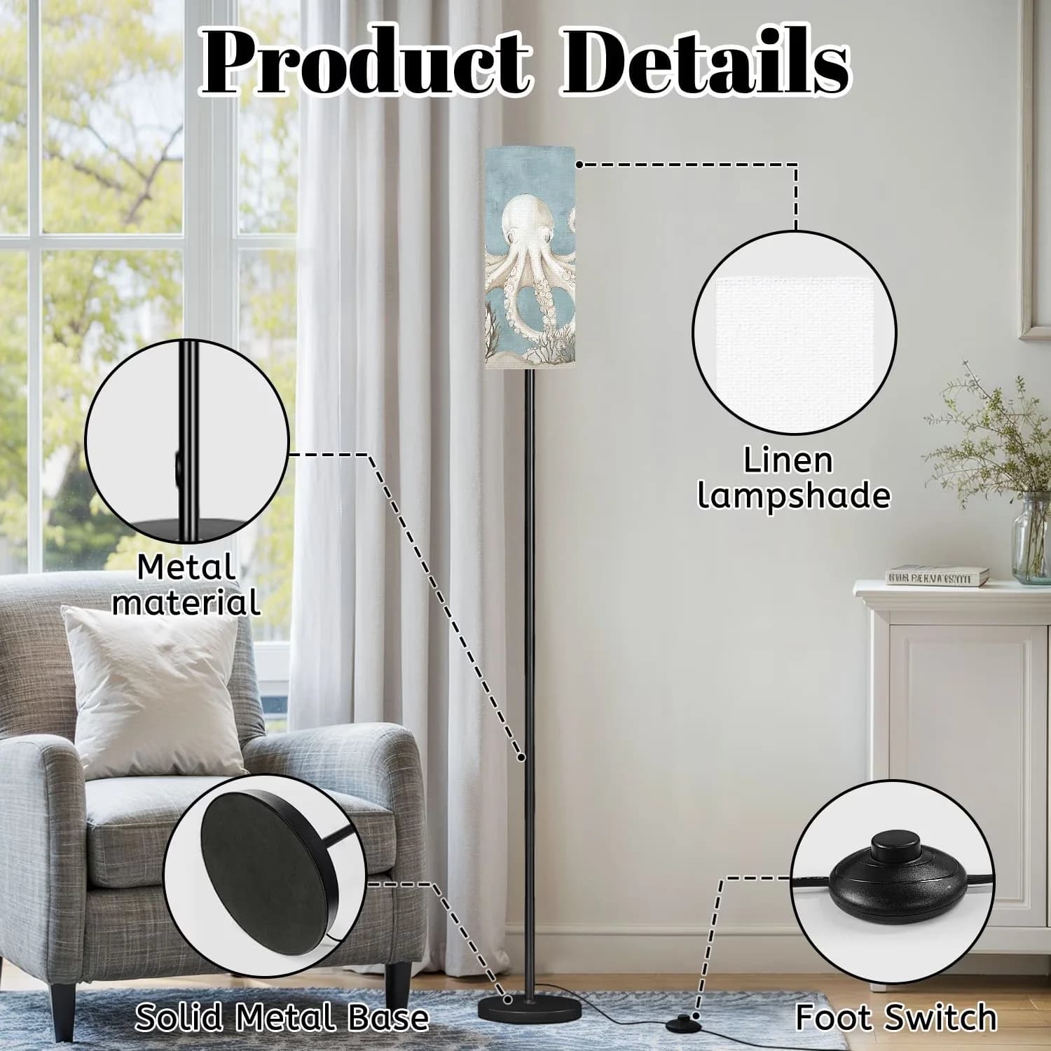 Efficient Led Lighting with LED, Standard Lamps, Art Deco - Metal Multicolor Model 748A40