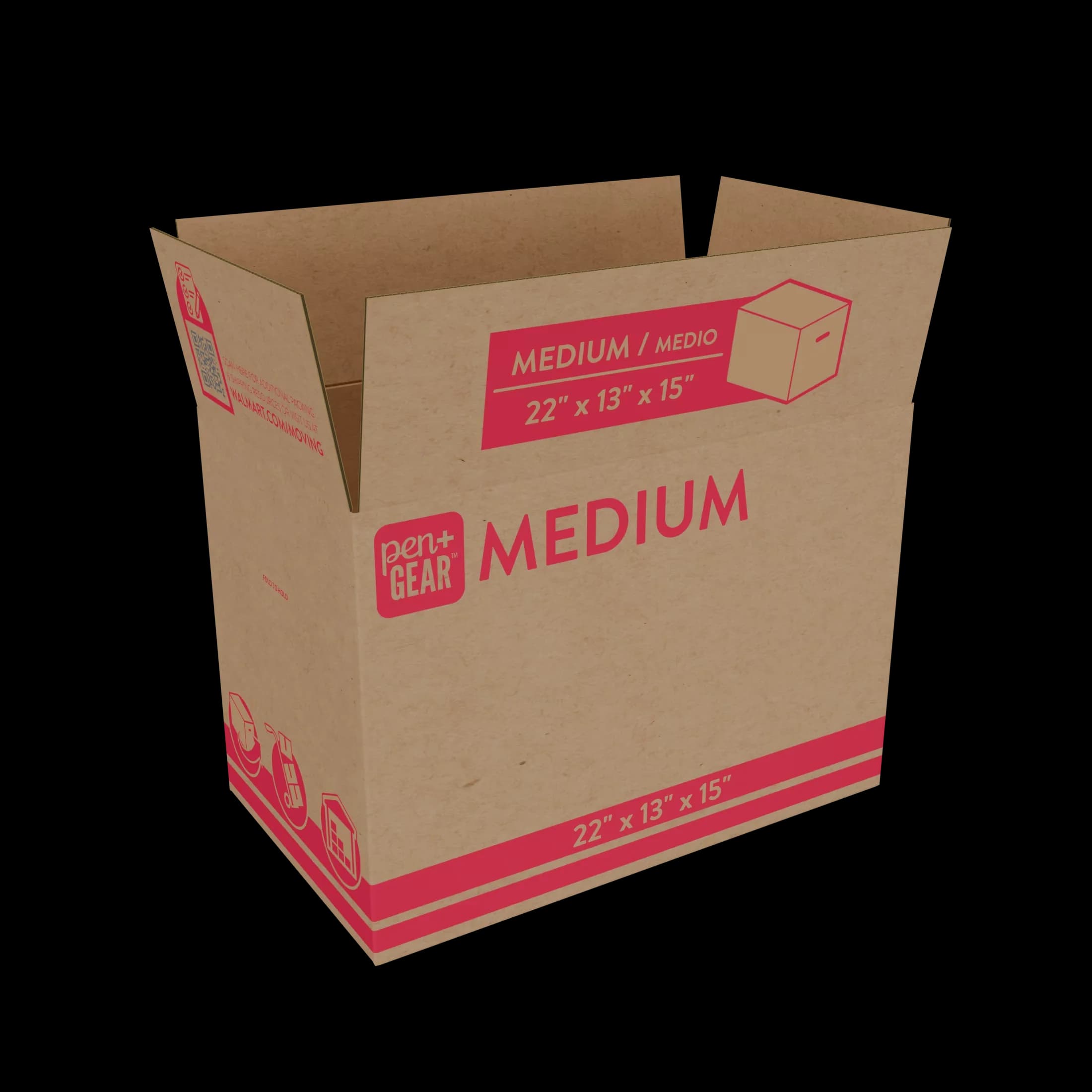 Reliable Moving with Medium Boxes, Standard kraft brown color, 22 in. L x 13 in. W x 15 in. H - M Model 8AAE8F