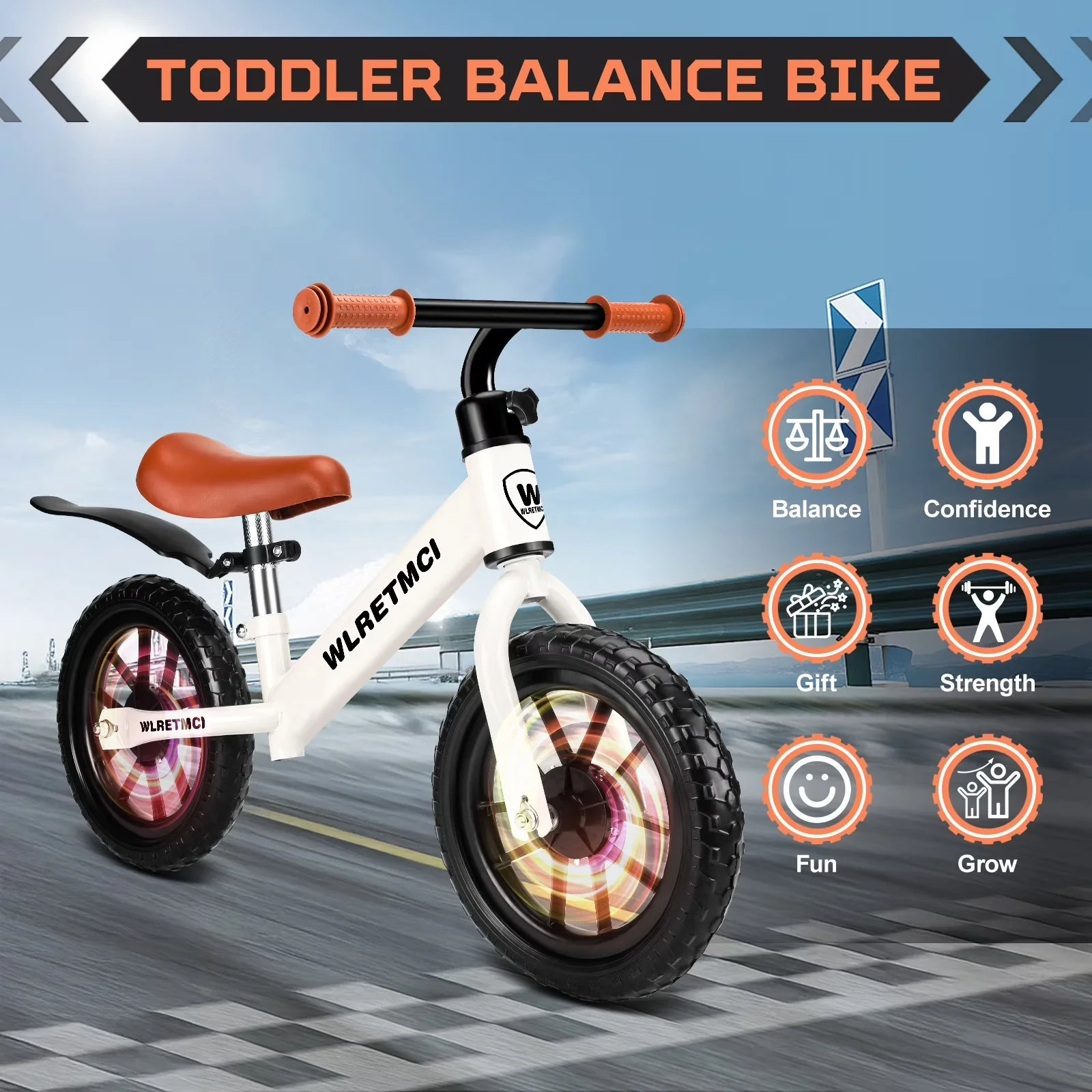 Efficient Kids Bike with Adjustable Seat, Adjustable Handlebar Height - White Model 11CBDA