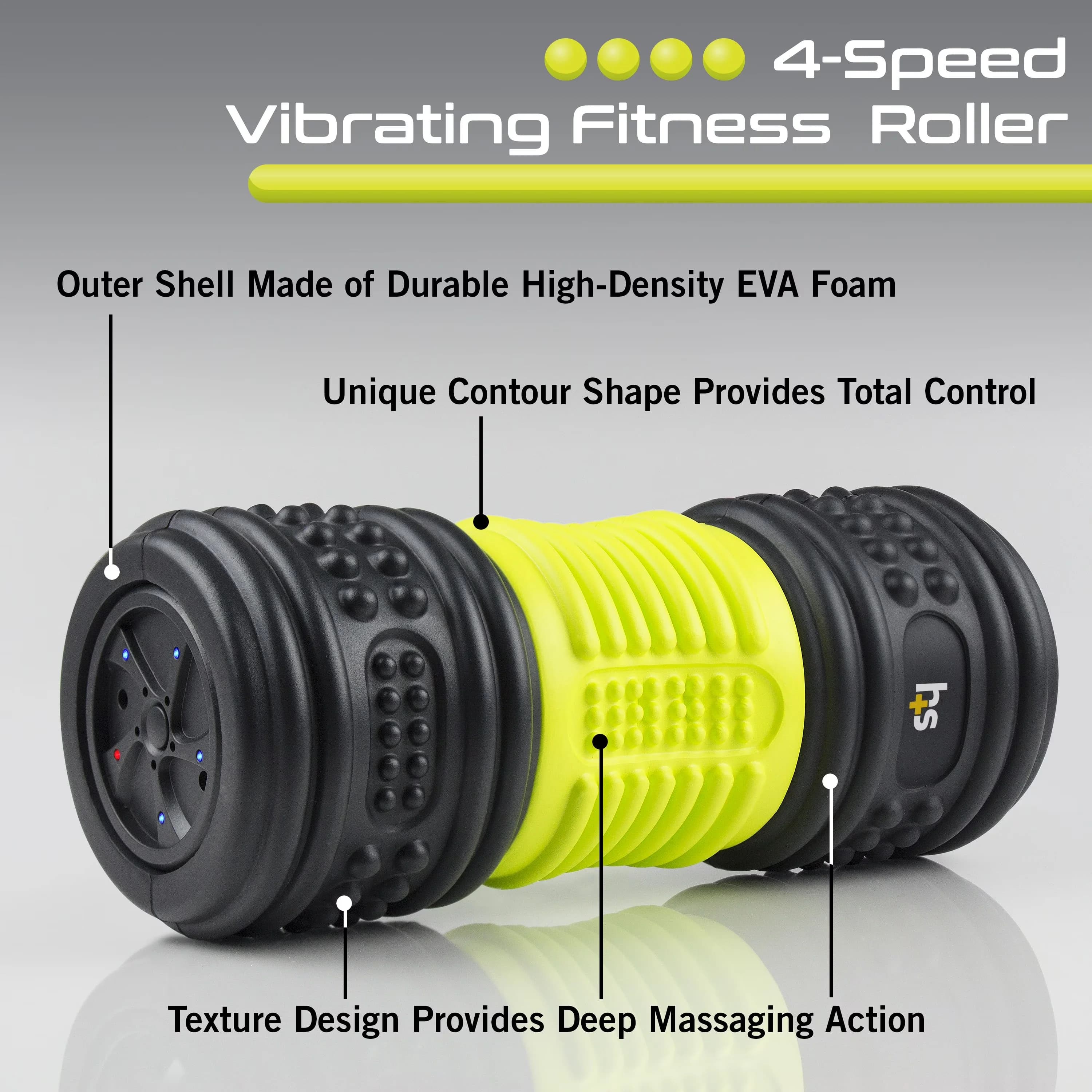 Premium Home Gym Accessory with Battery, Vibrating, 4-Speed Vibrating Foam Roller - Eva Foam Green Model 21688F
