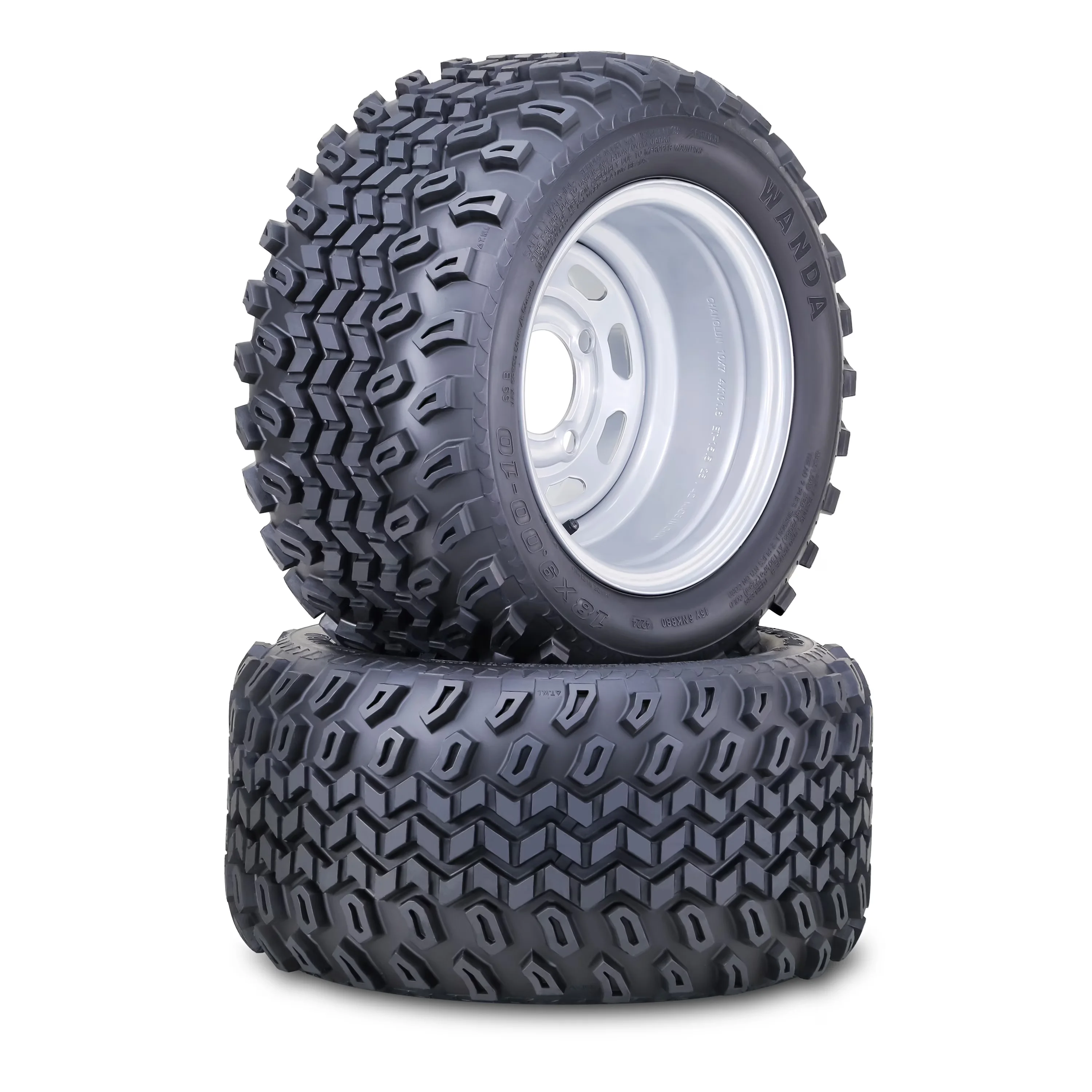 Durable Golf Cart Tire with All-Weather, & Wheel Assembly 18X9-10, Set 2 - Model 5AD62F